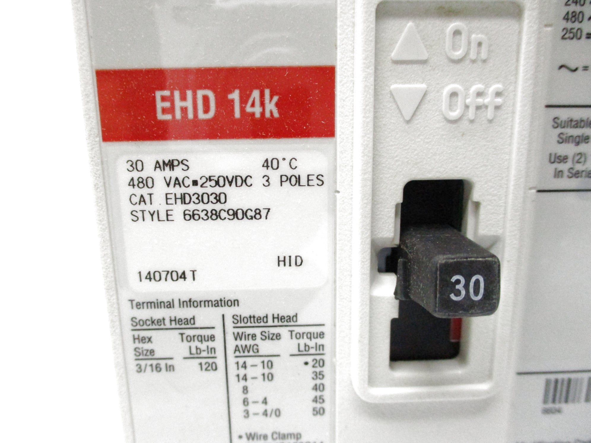 EATON EHD3030 SER. C 480VAC 30A NSMP