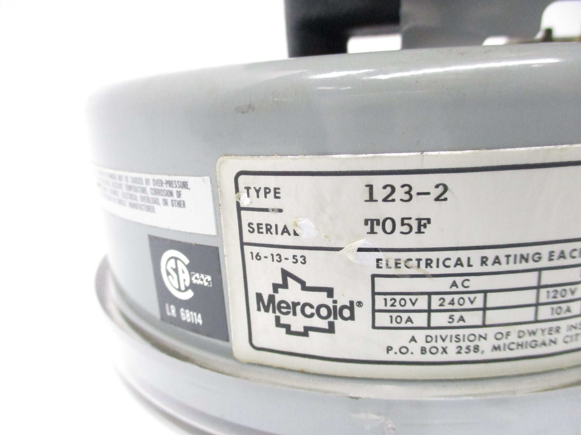 MERCOID 123-2 120/240VAC 10A 150PSI NSNP