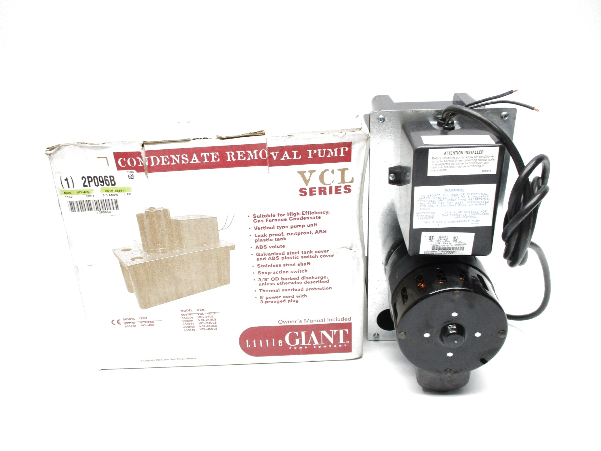 LITTLE GIANT VCL-45S 553911 115V 3.5A NSMP