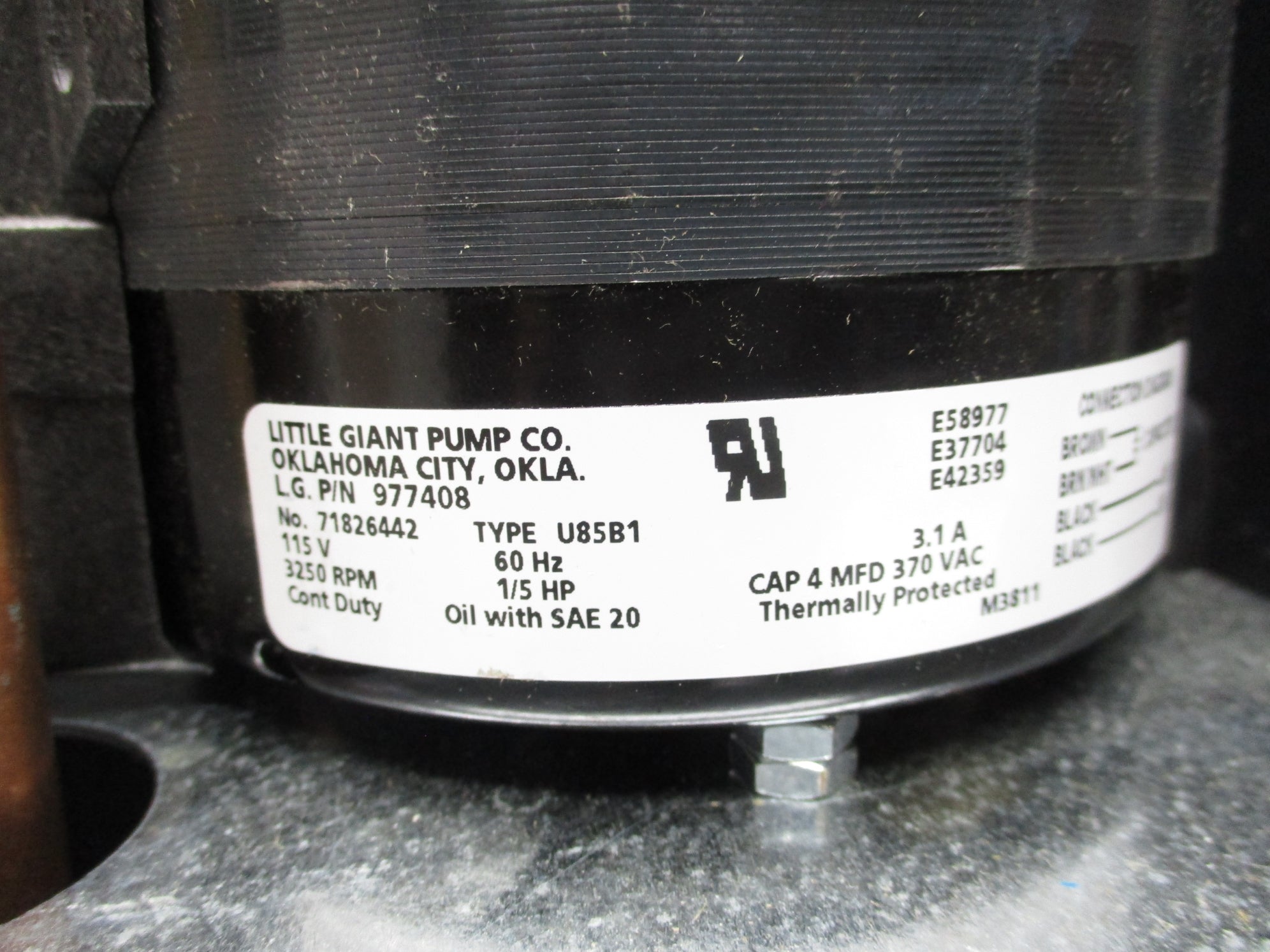 LITTLE GIANT VCL-45S 553911 115V 3.5A NSMP