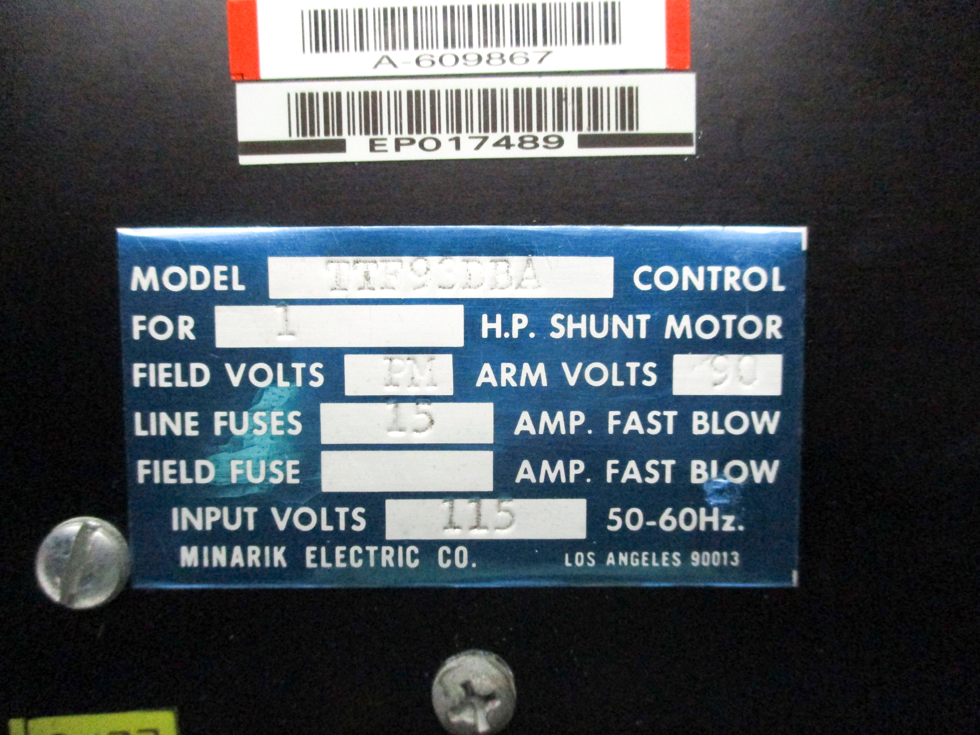 MINEARIK ELECTRIC TTF93DBA REMAN