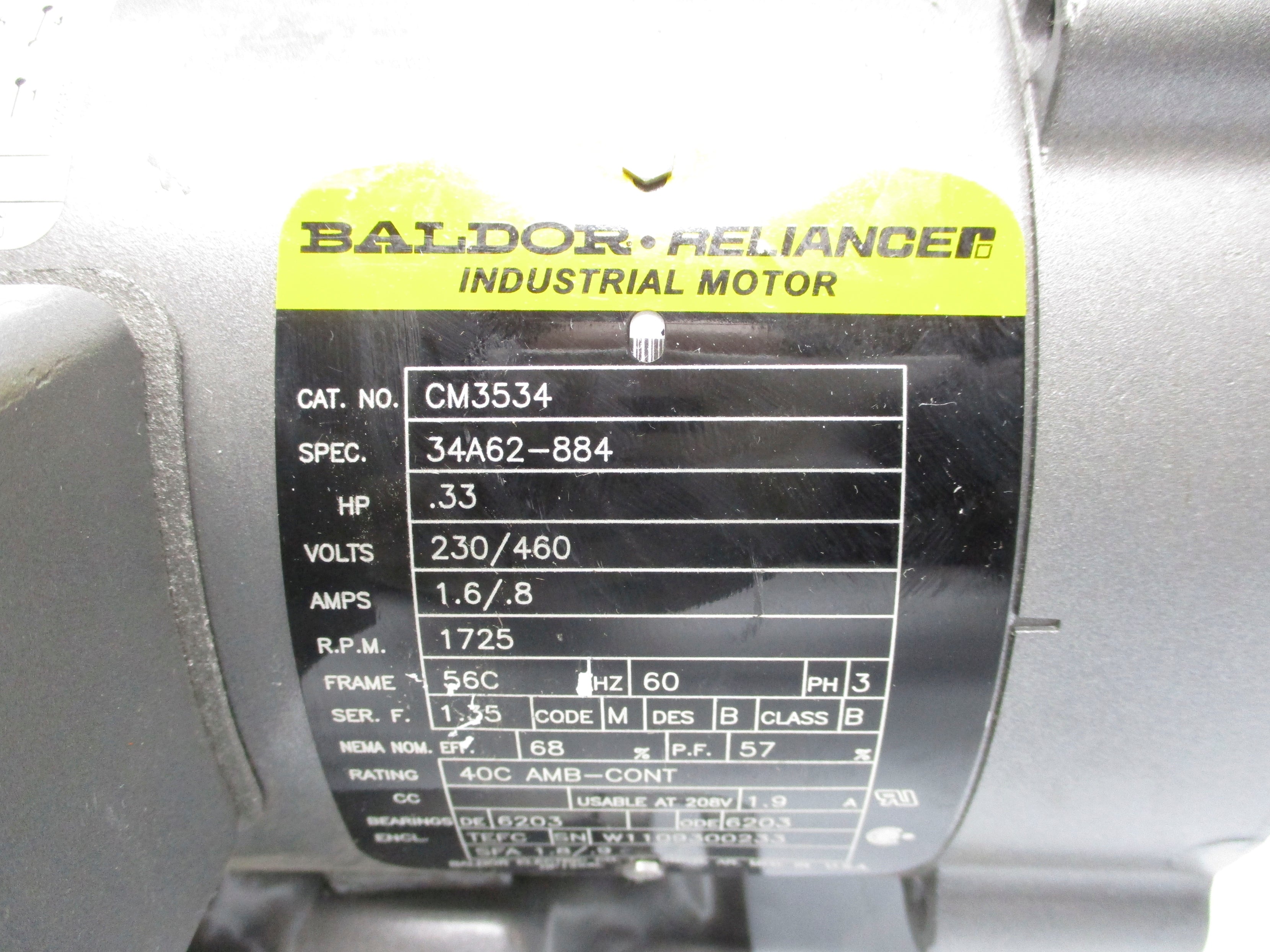 LEESON 100048.00 C4T17DC1F 208-230/460V 1.5-1.6/.8A NSNP