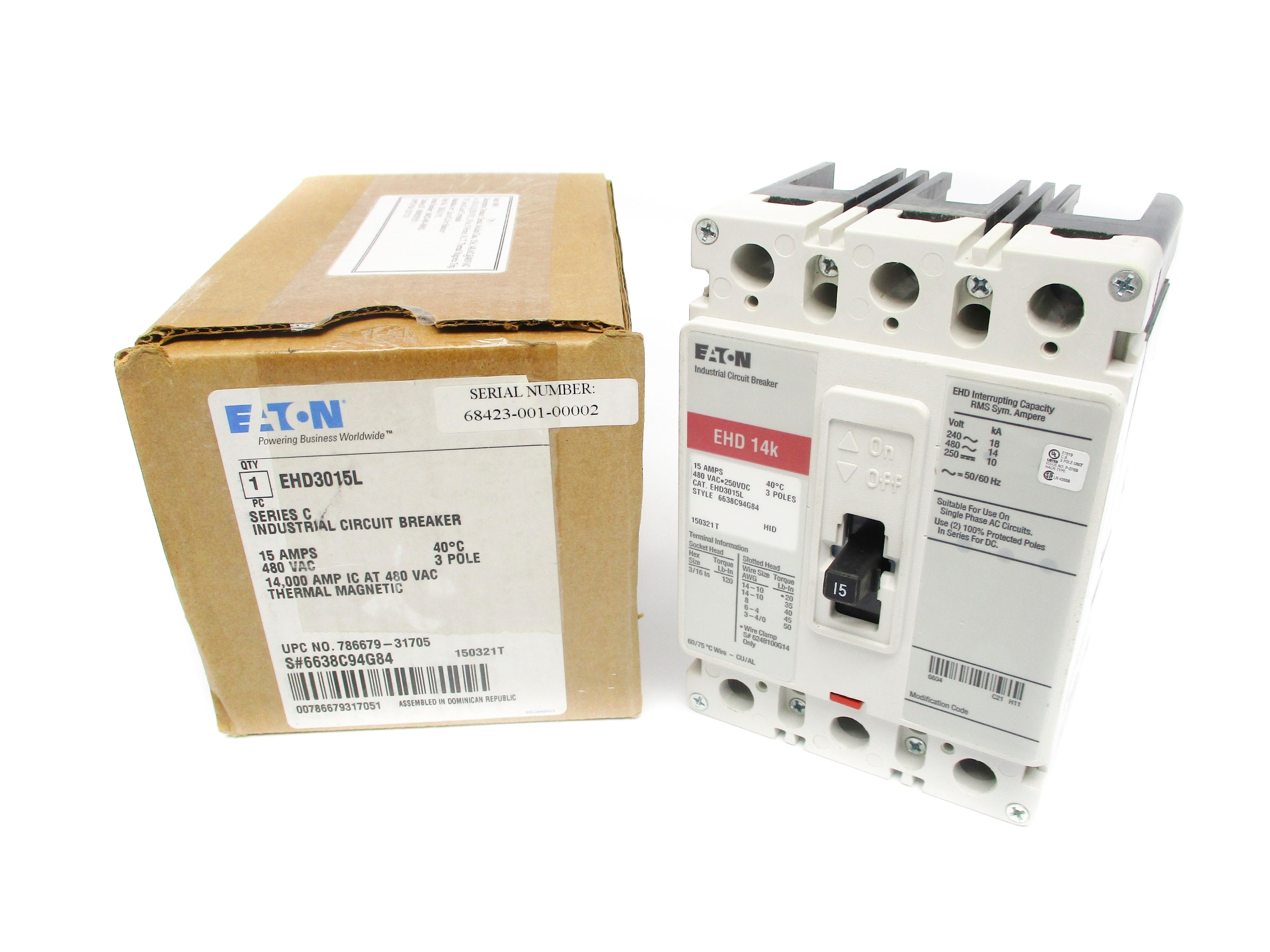 EATON EHD3015L SER. C 480VAC 15A NSMP