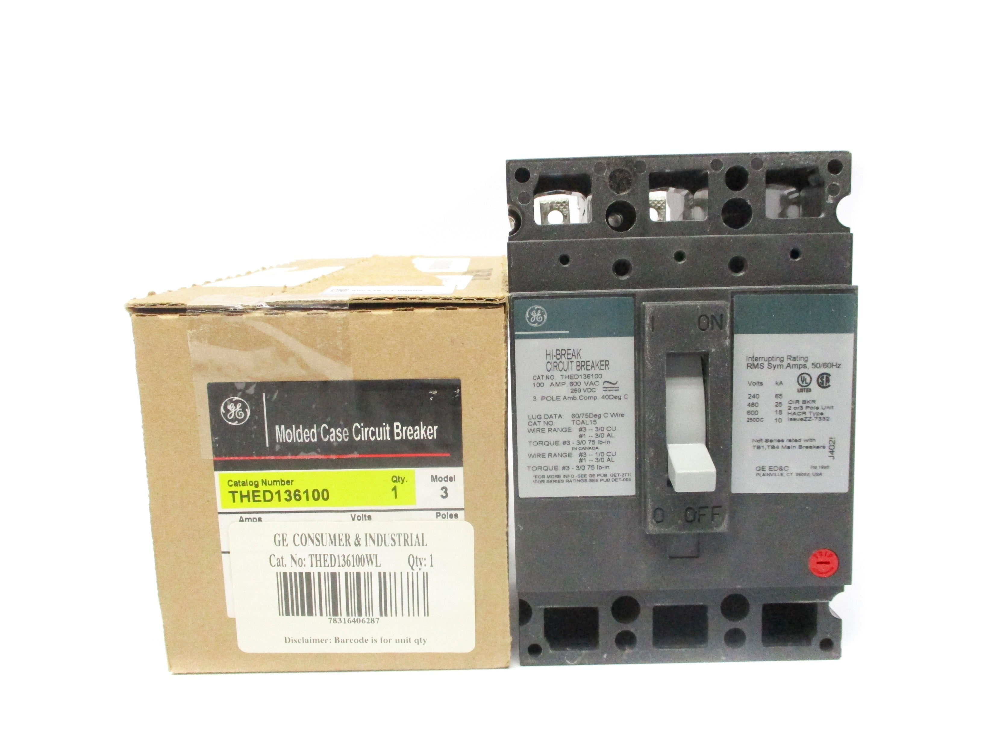 GENERAL ELECTRIC THED136100 600VAC 100A NSMP