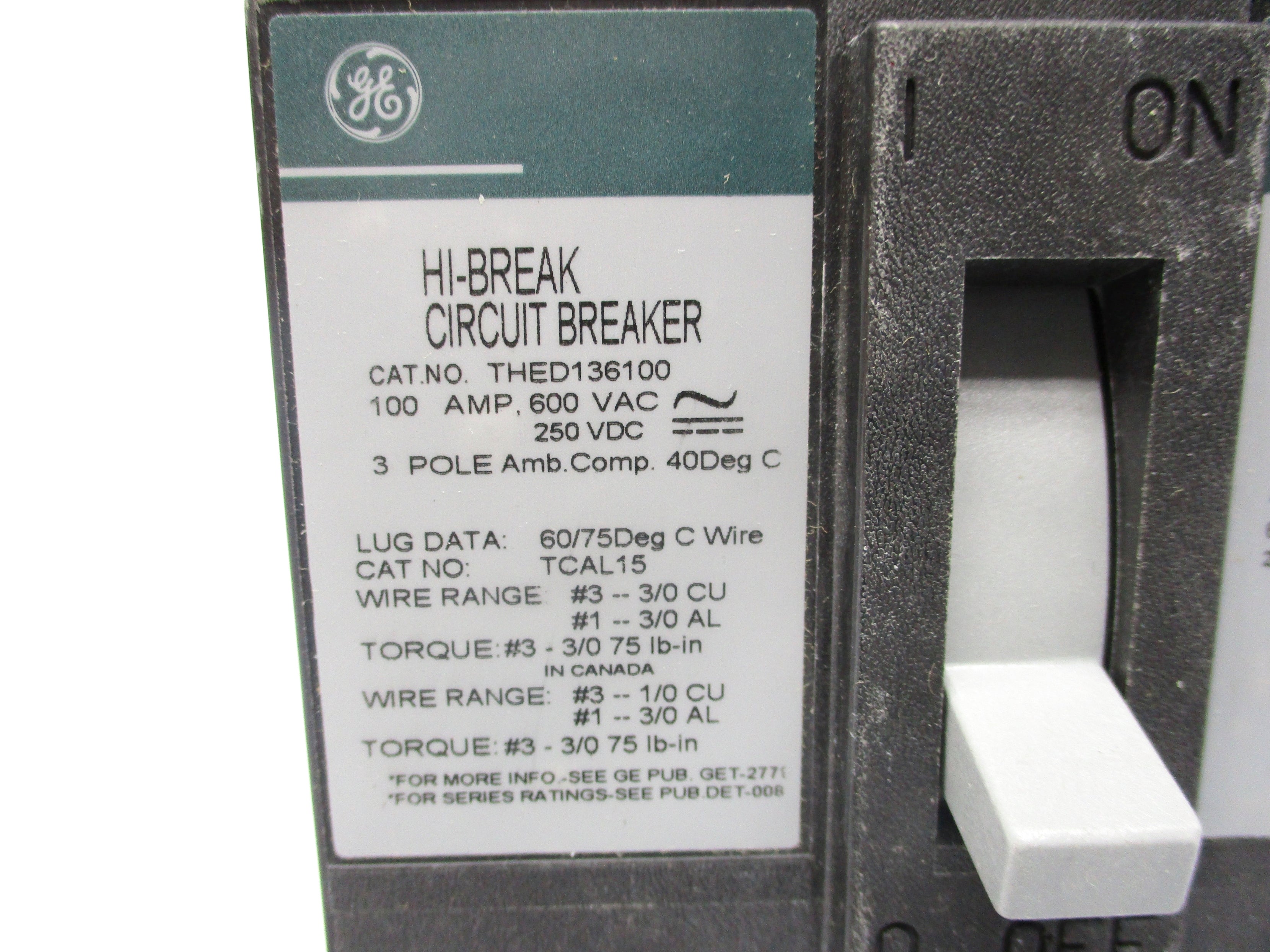 GENERAL ELECTRIC THED136100 600VAC 100A NSMP