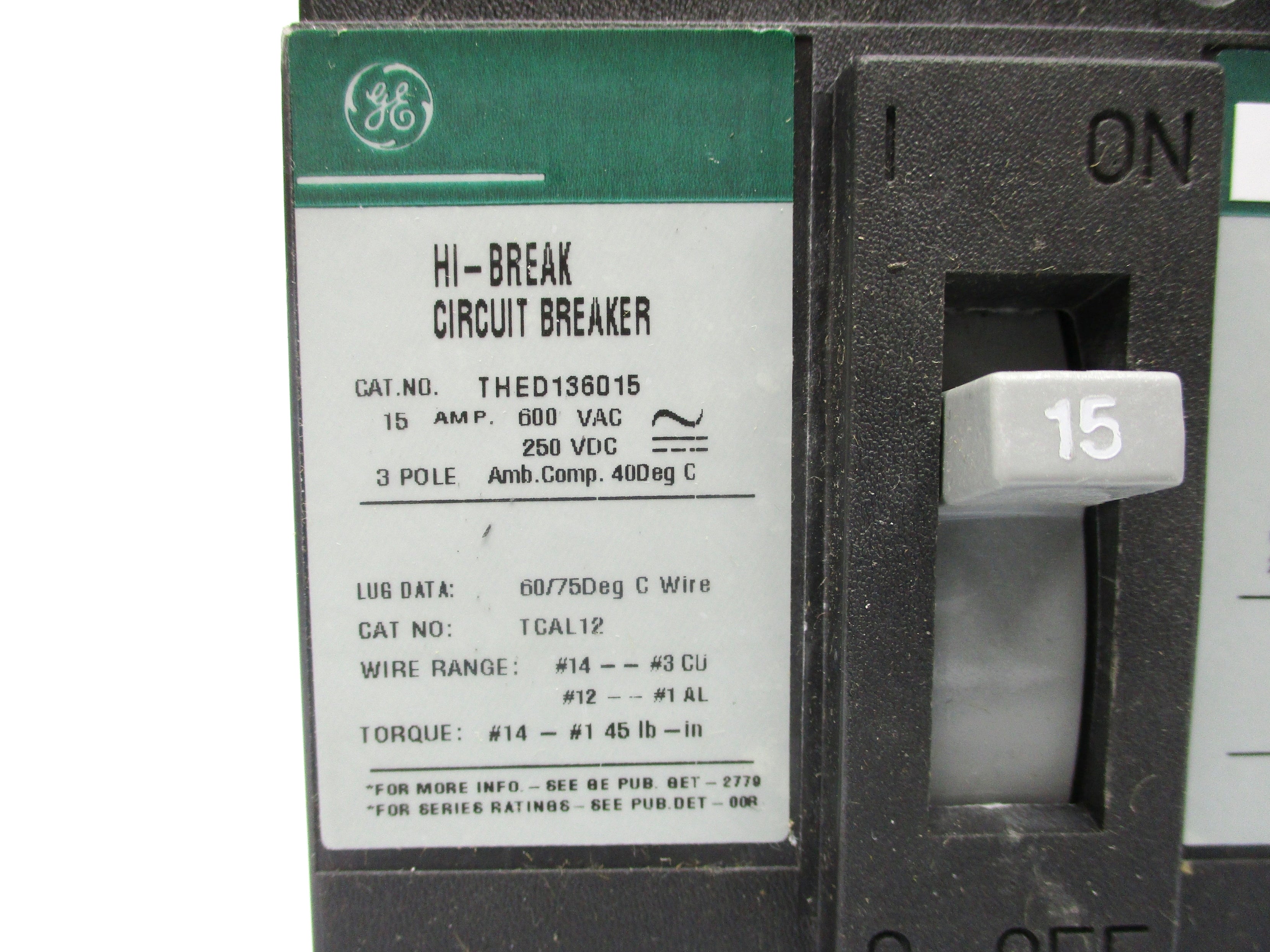 GENERAL ELECTRIC THED136015 15A 600VAC NSMP