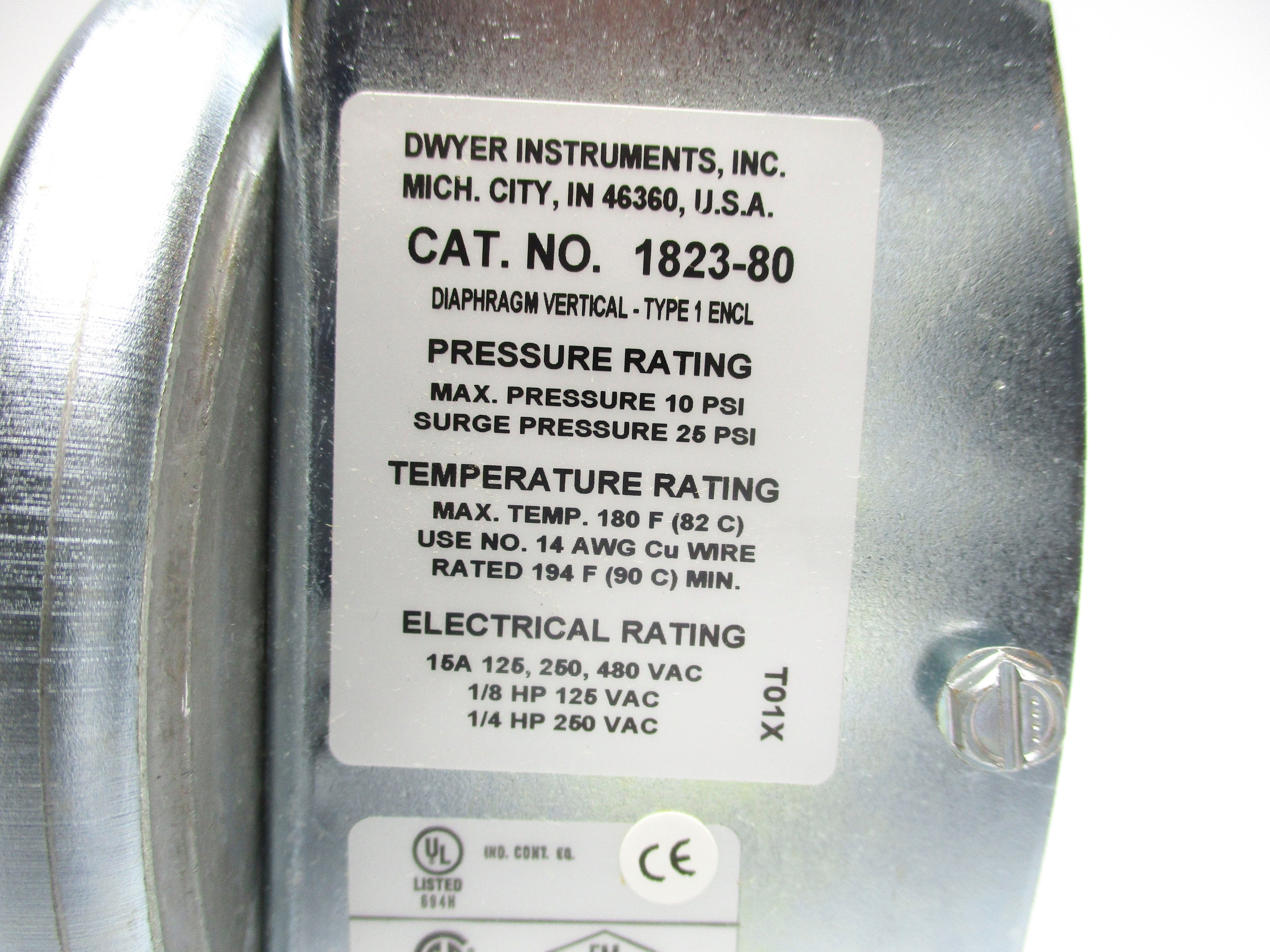 DWYER 1823-80 480VAC 15A 10PSI NSMP