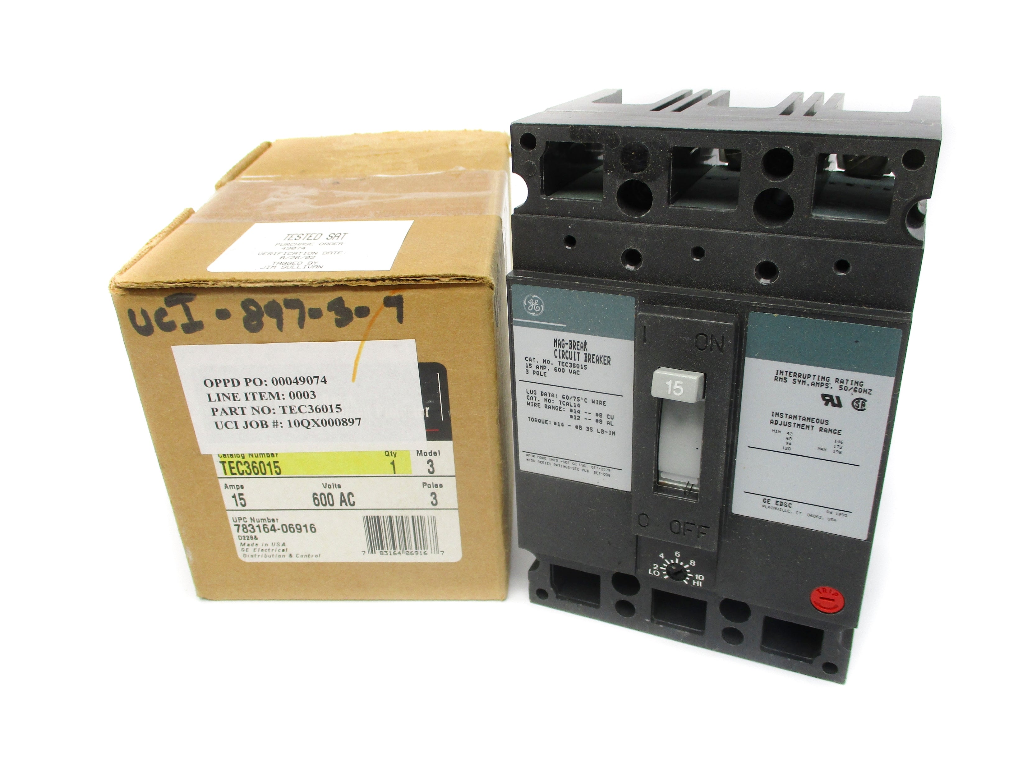 GENERAL ELECTRIC TEC36015 600VAC 15A (GREEN) NSMP