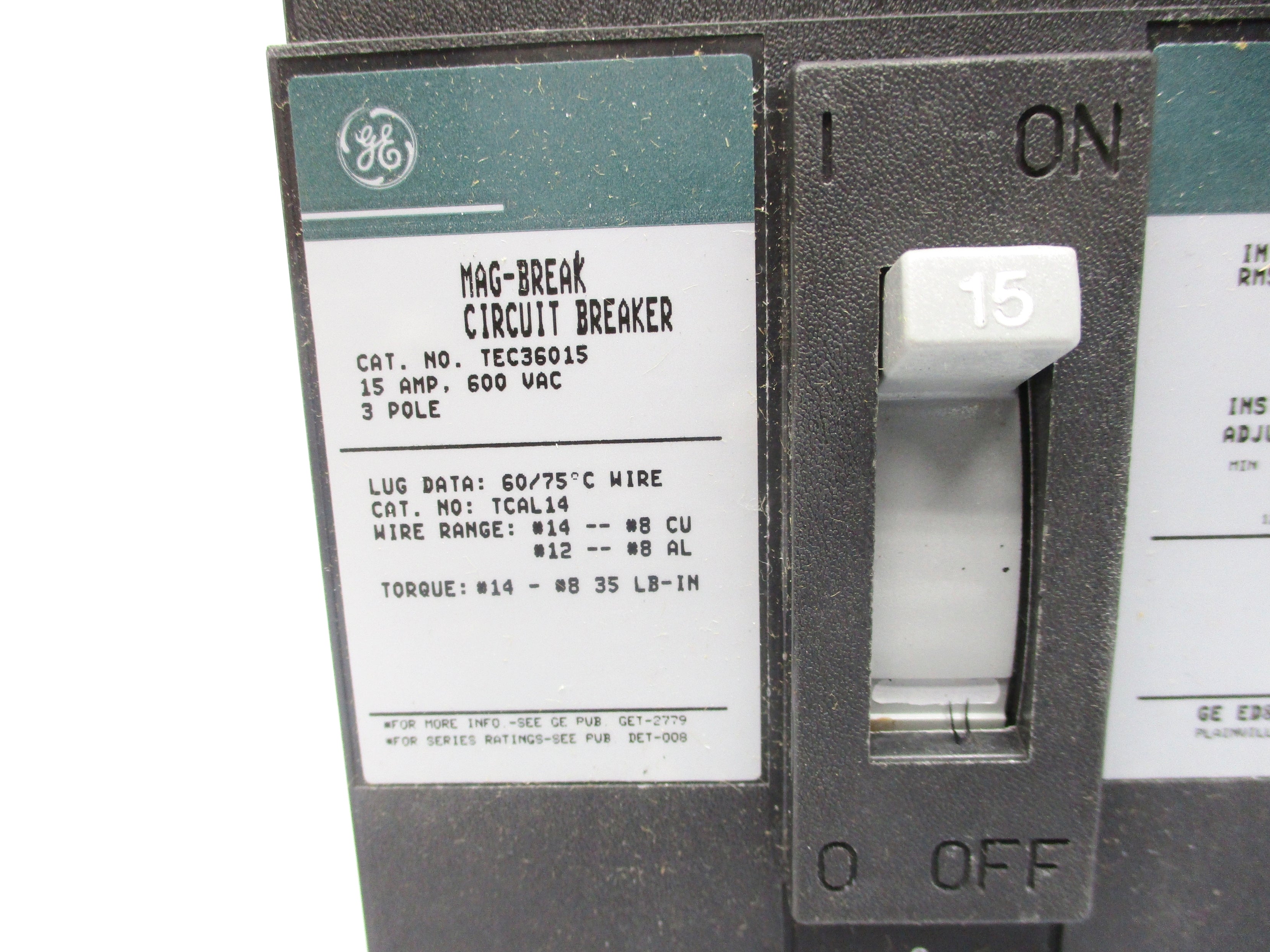 GENERAL ELECTRIC TEC36015 600VAC 15A (GREEN) NSMP