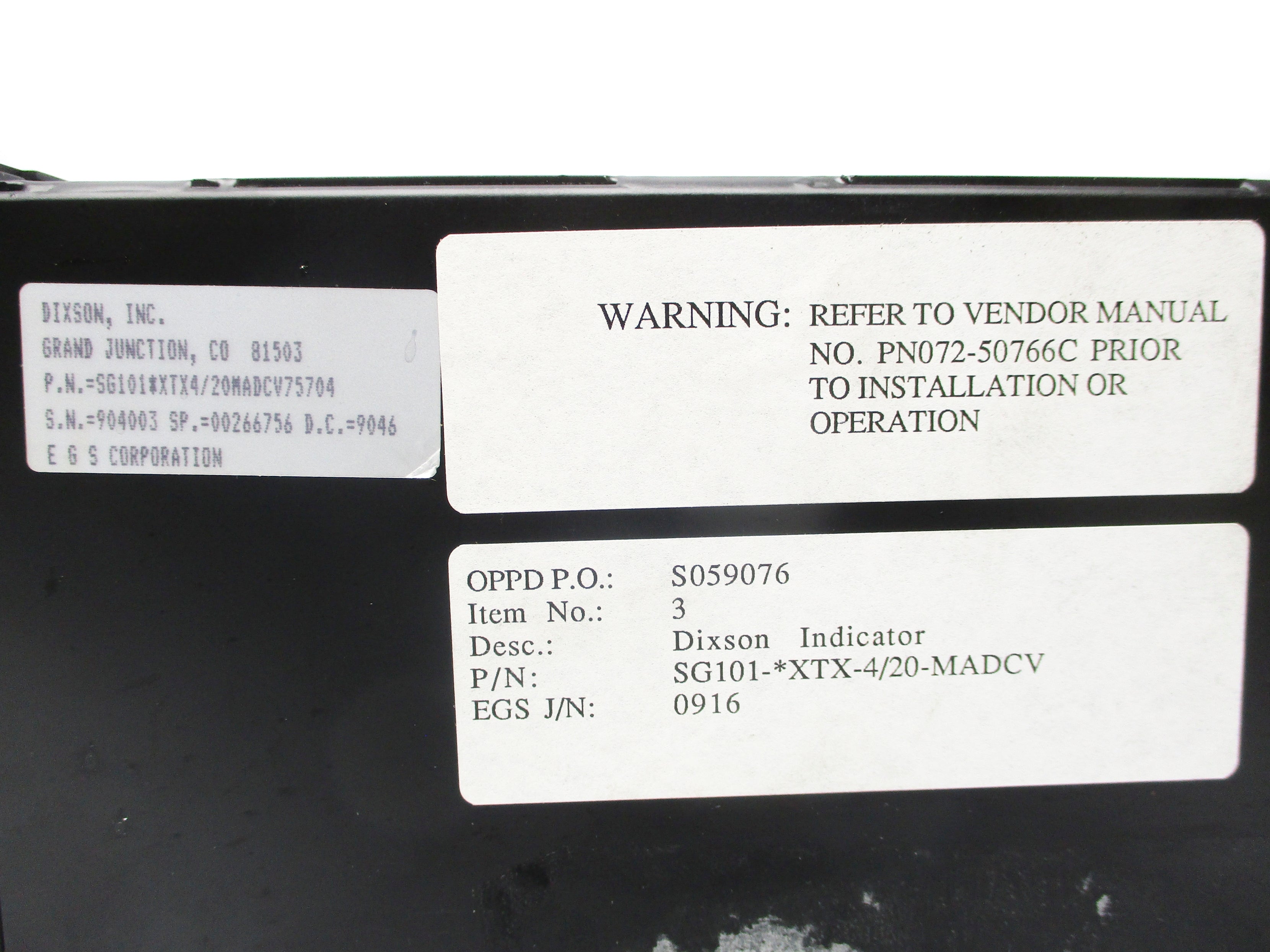 DIXSON SG101*XTX4/20MADCV75704 PN072-50766C UNMP