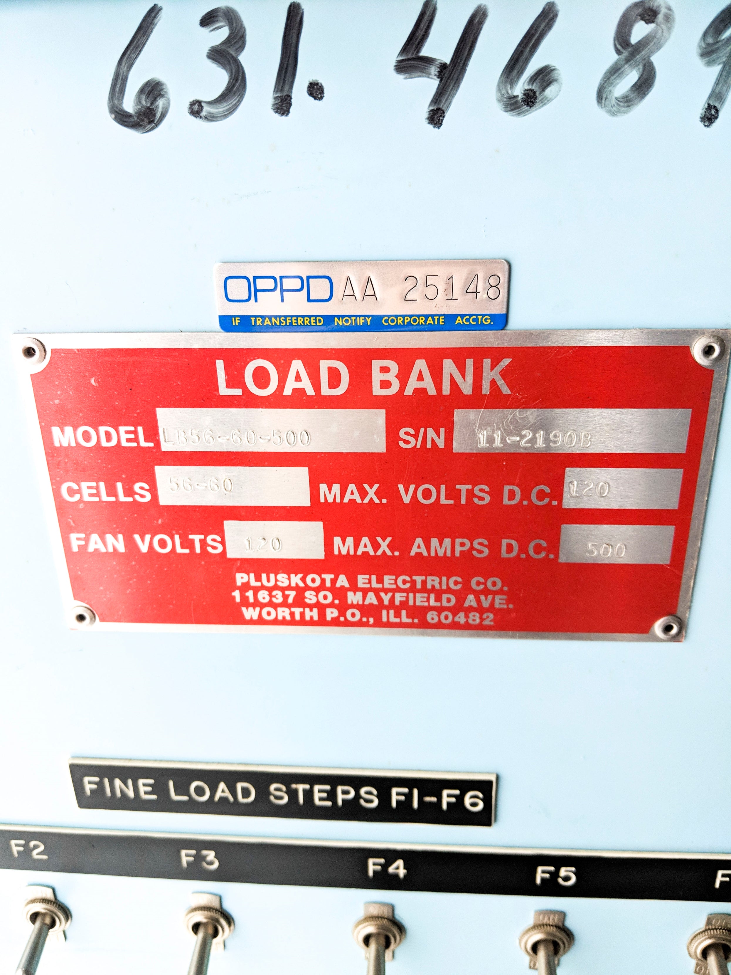 PLUSKOTA ELECTRIC LB56-60-500 LOAD BANK UNMP