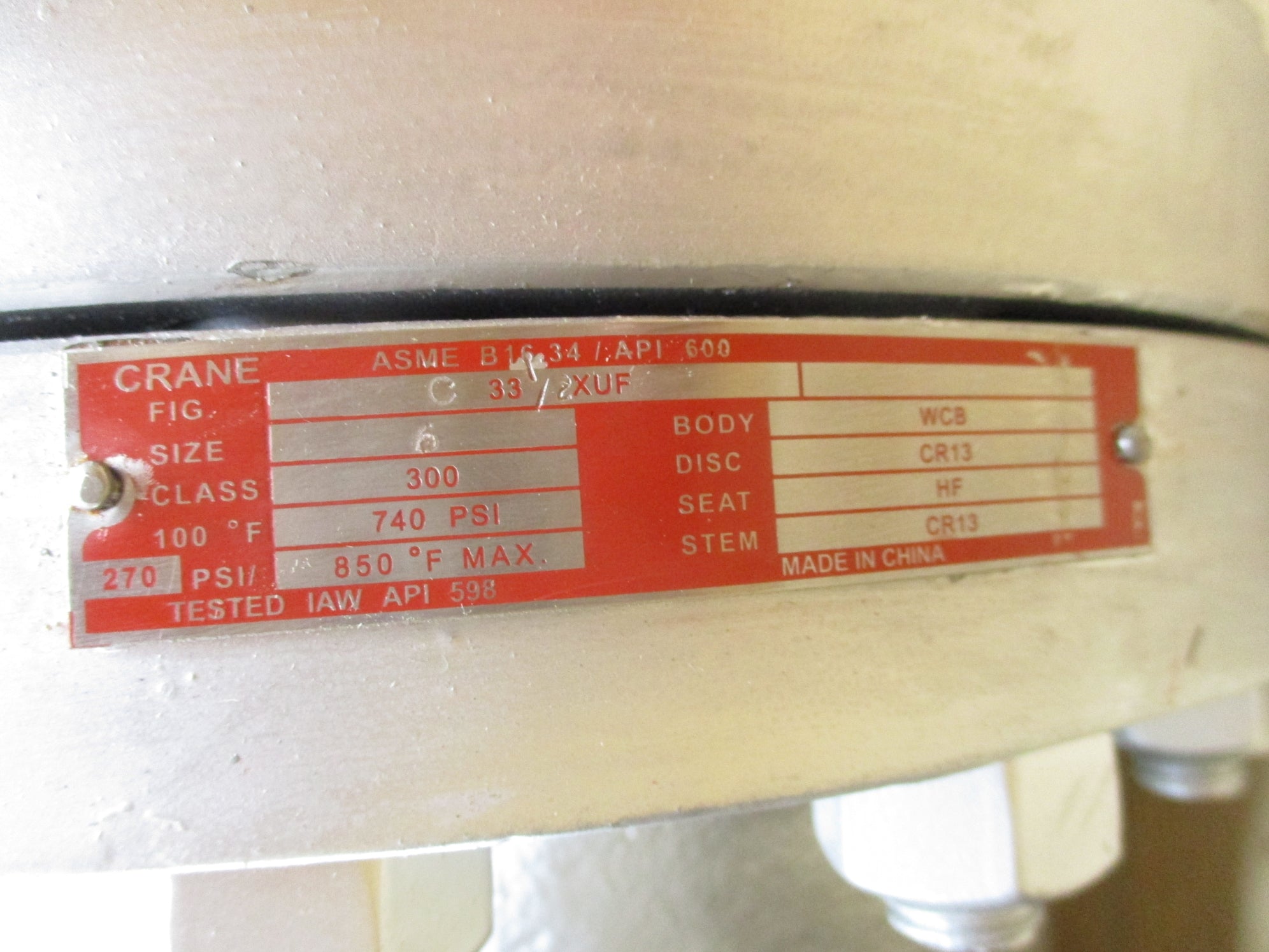 CRANE 33-1/2XUF 6" ASME B16.34/API600 NSNP