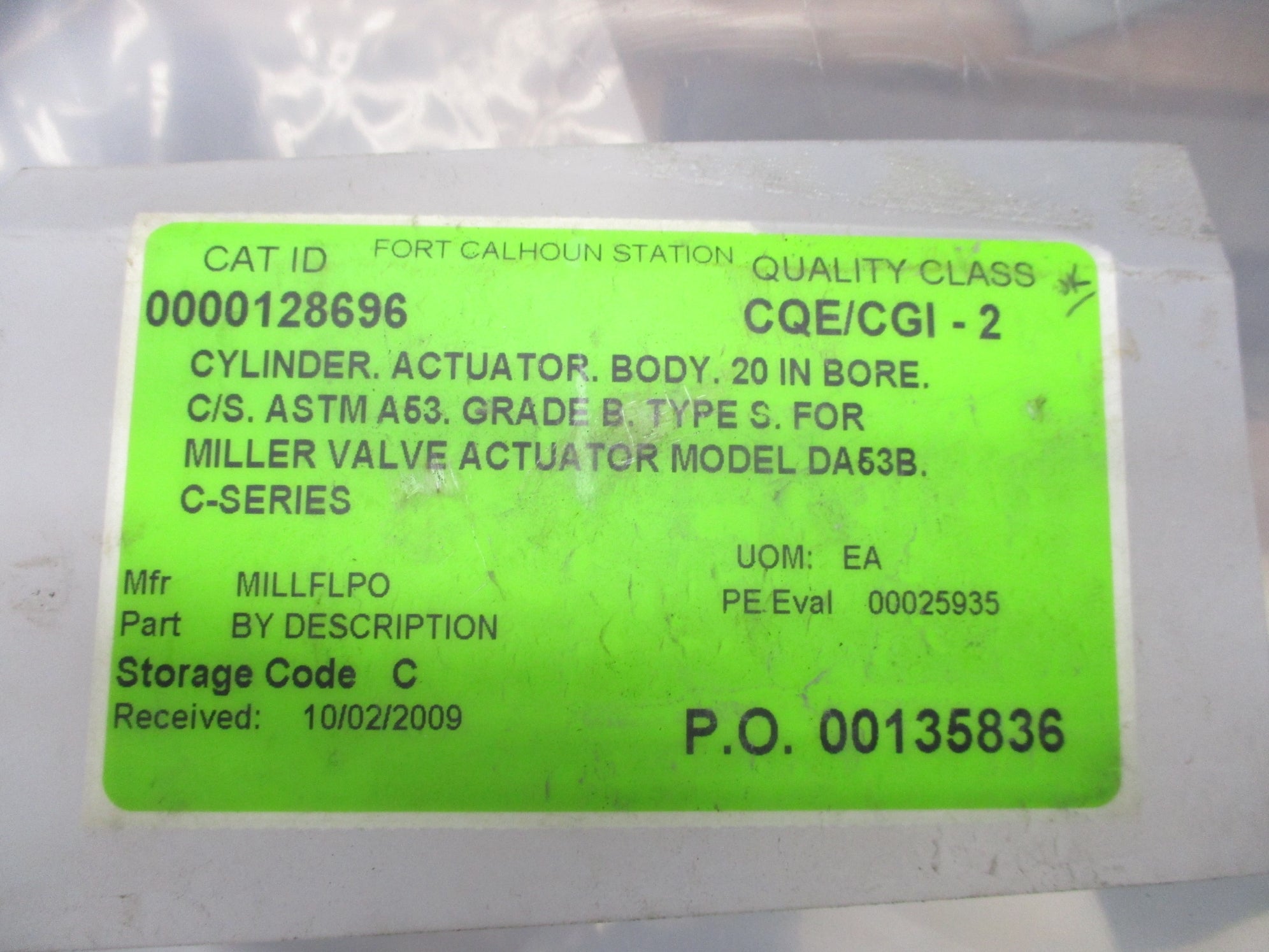MILLER VALVE BODY ASTM A53 GRADE B TYPE S NSNP