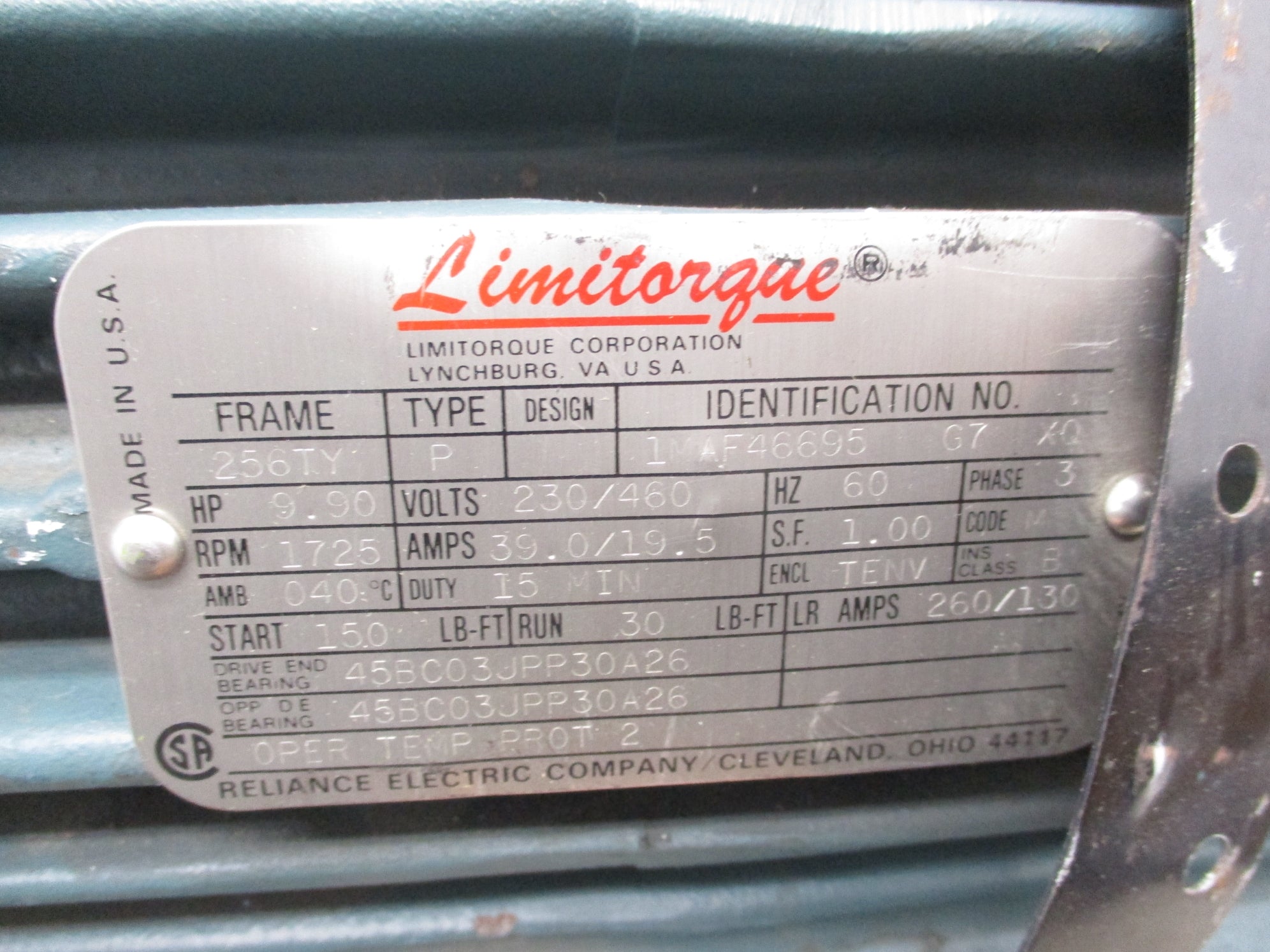RELIANCE ELECTRIC LIMITORQUE 1MAF46695 G7 XQ NSNP
