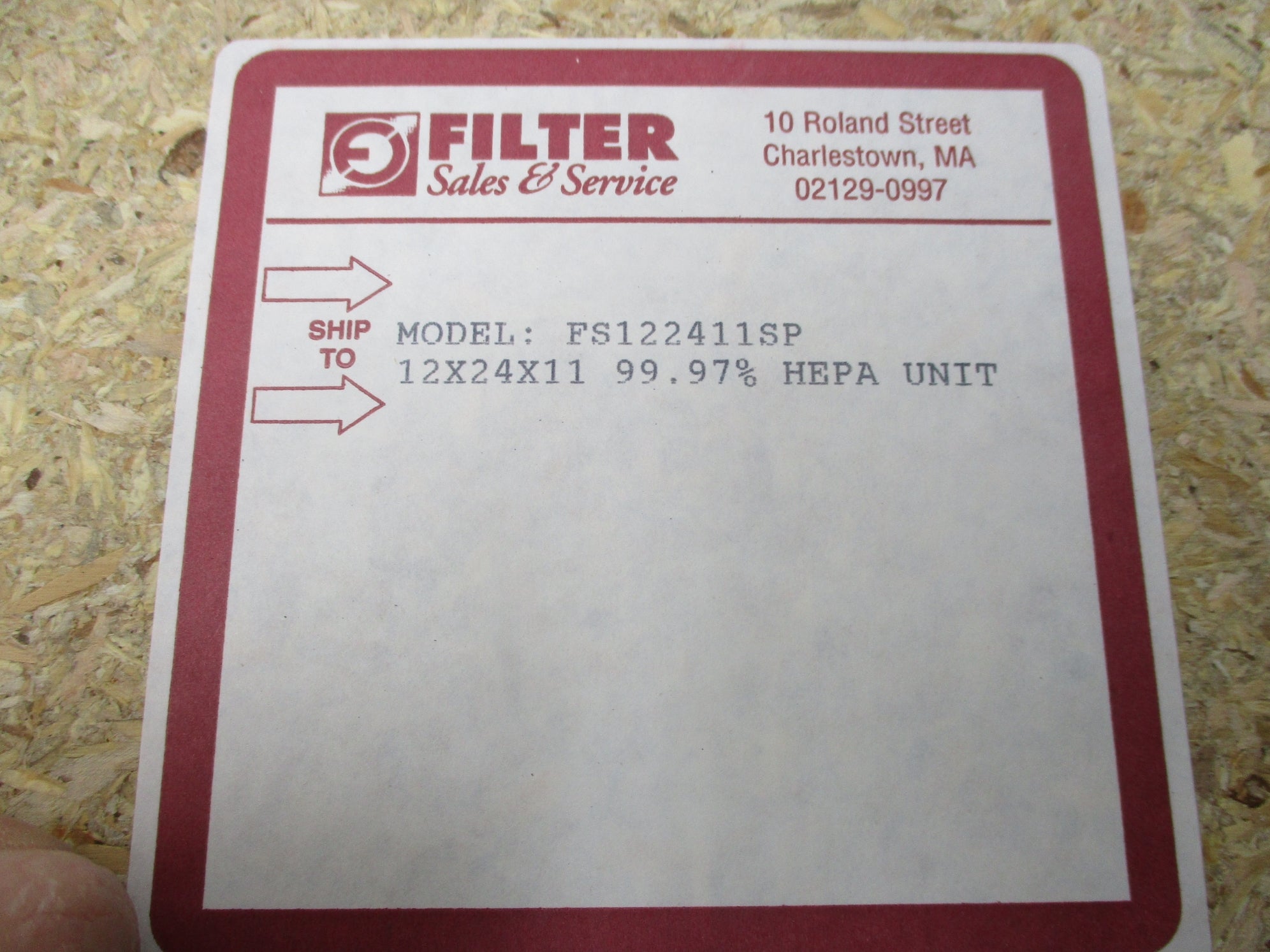 SPARE PART M1202SP FS122411SP 12x24x11 HEPA UNIT NSMP