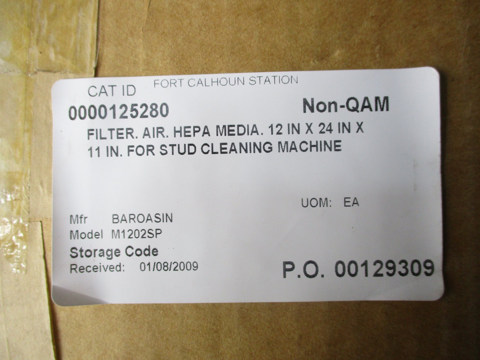 SPARE PART M1202SP FS122411SP 12x24x11 HEPA UNIT NSMP