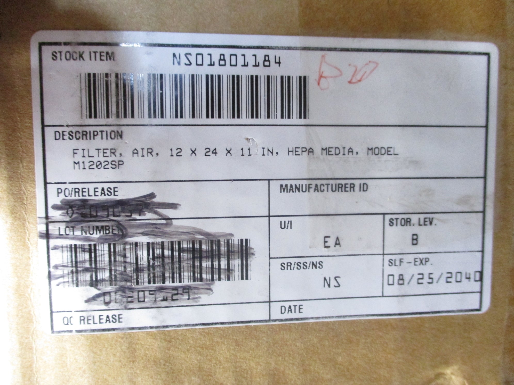 SPARE PART M1202SP FS122411SP 12x24x11 HEPA UNIT NSMP