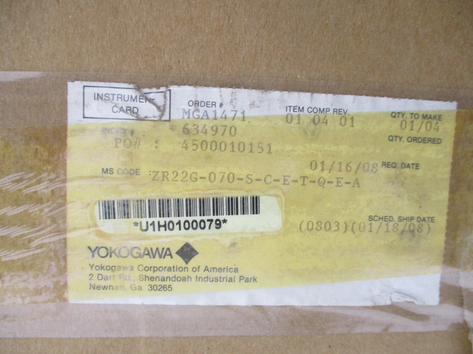 YOKOGAWA ZR22G-070-S-C-E-T-Q-E-A NSFS