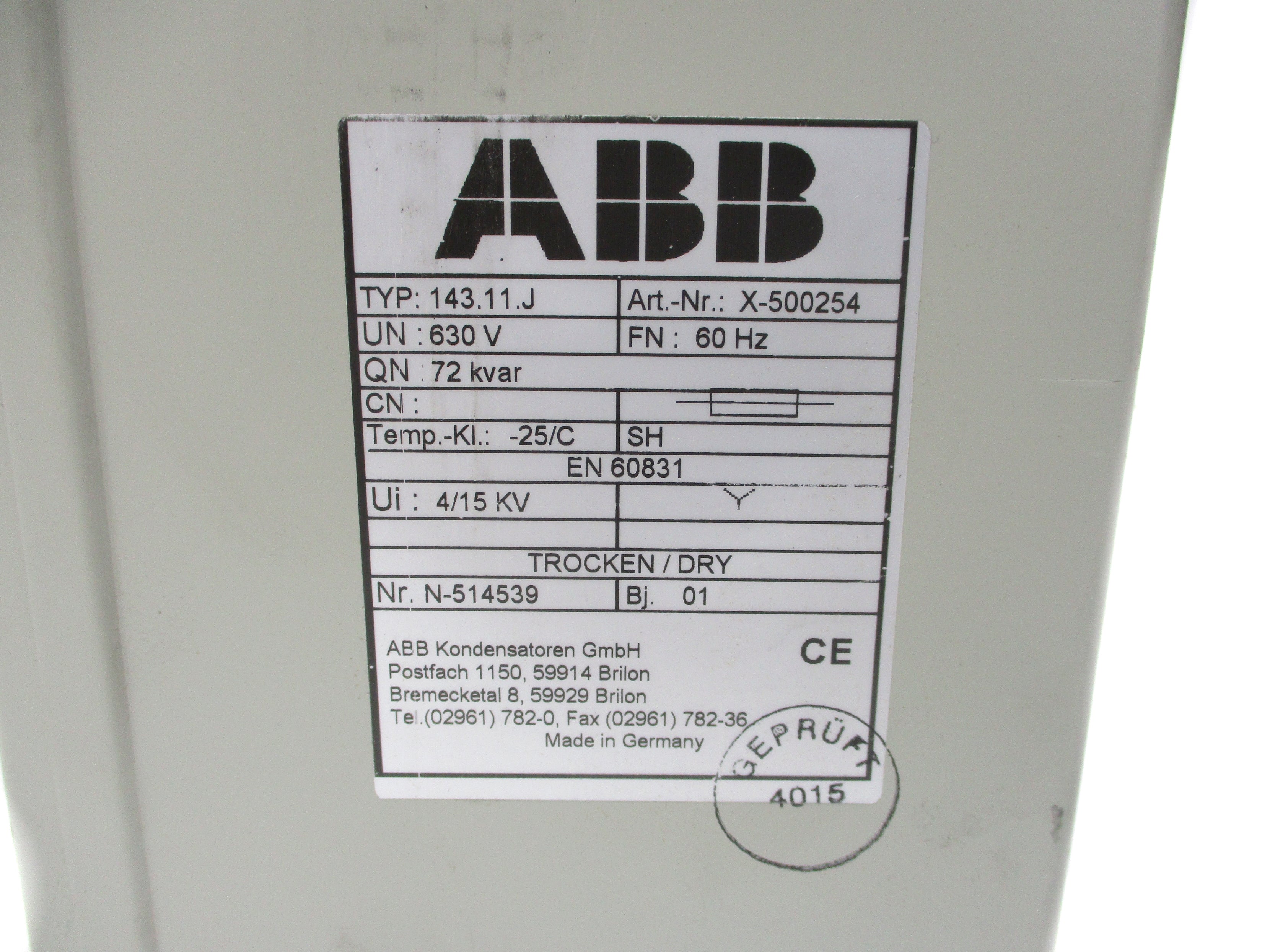 ABB 143.11J X-500254 (AS PICTURED) NSNP