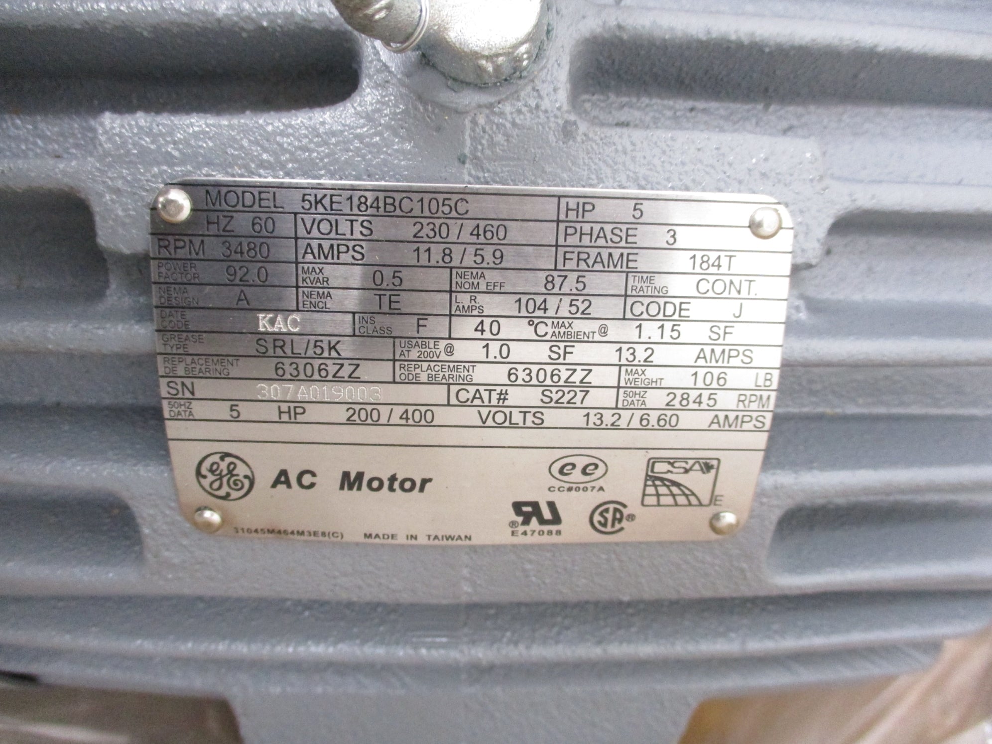 GENERAL ELECTRIC 5KE184BC105C NSNP