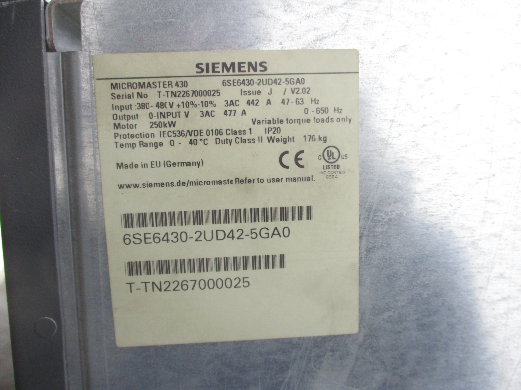 SIEMENS 6SE6430-2UD42-5GA0 NSNP