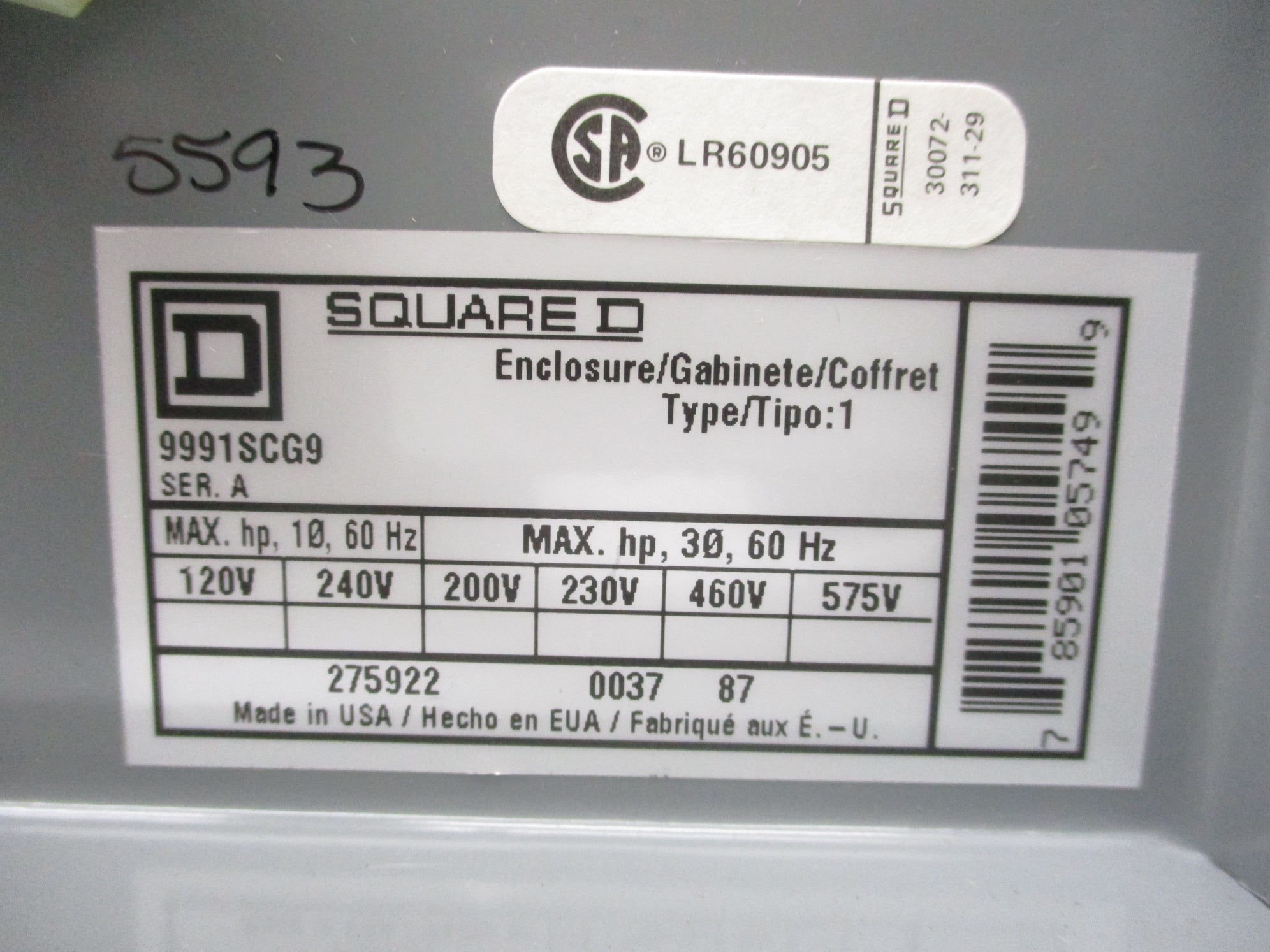 SQUARE D 9991SCG9 SER. A NSMP