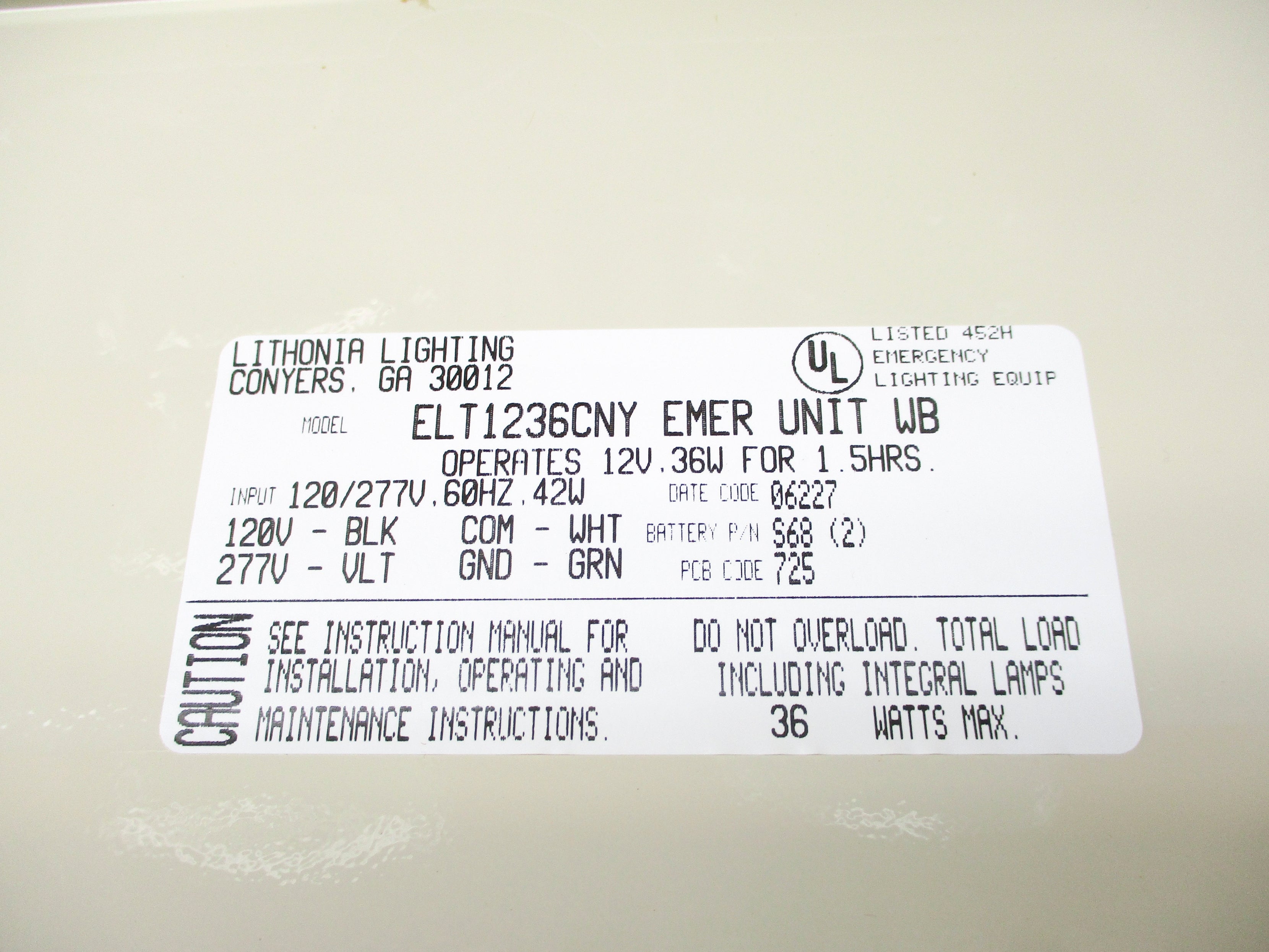 LITHONIA LIGHTING ELT1236CNY NSMP