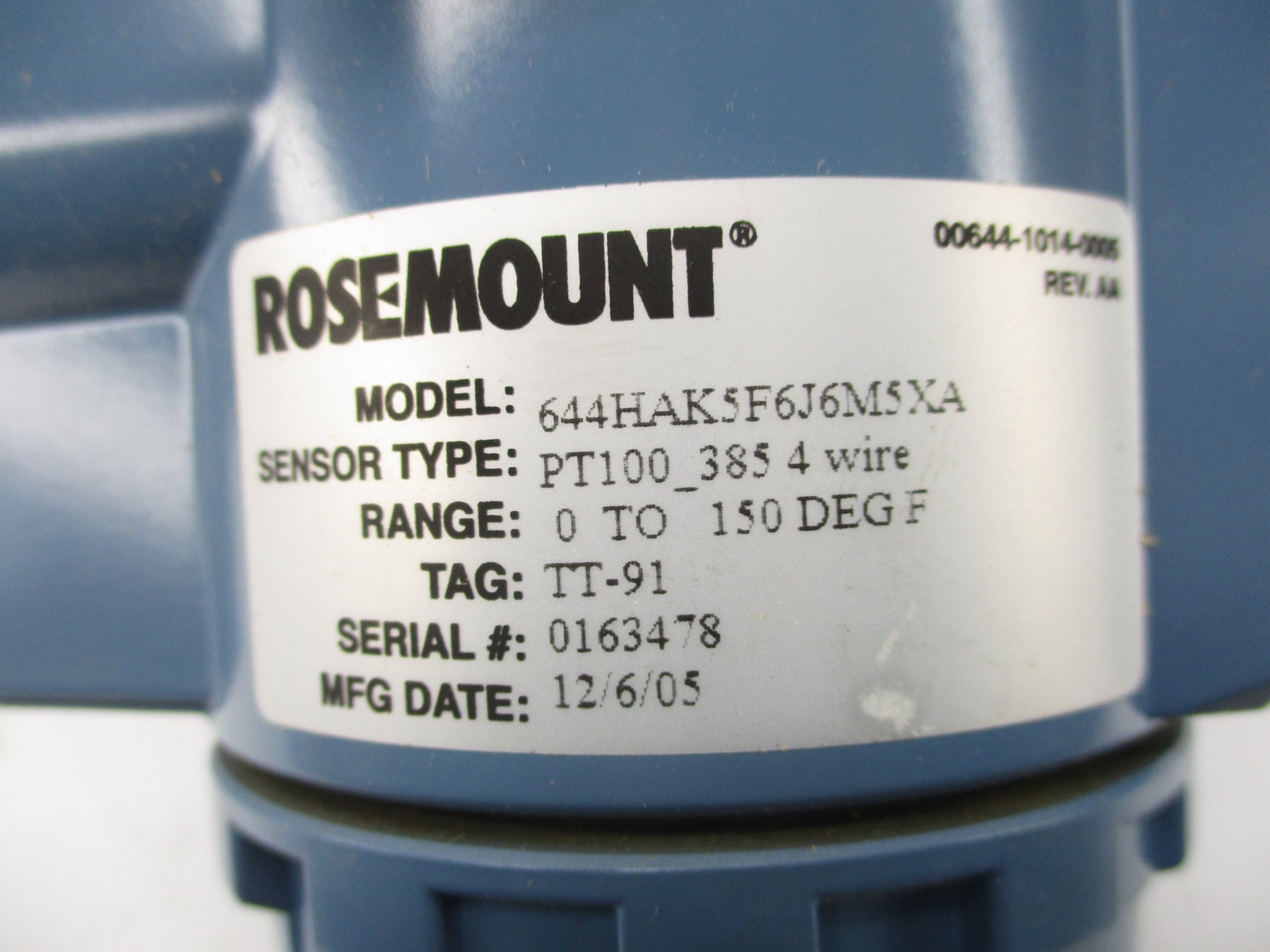 ROSEMOUNT 644HAK5F6J6M5XA 0-150F NSMP