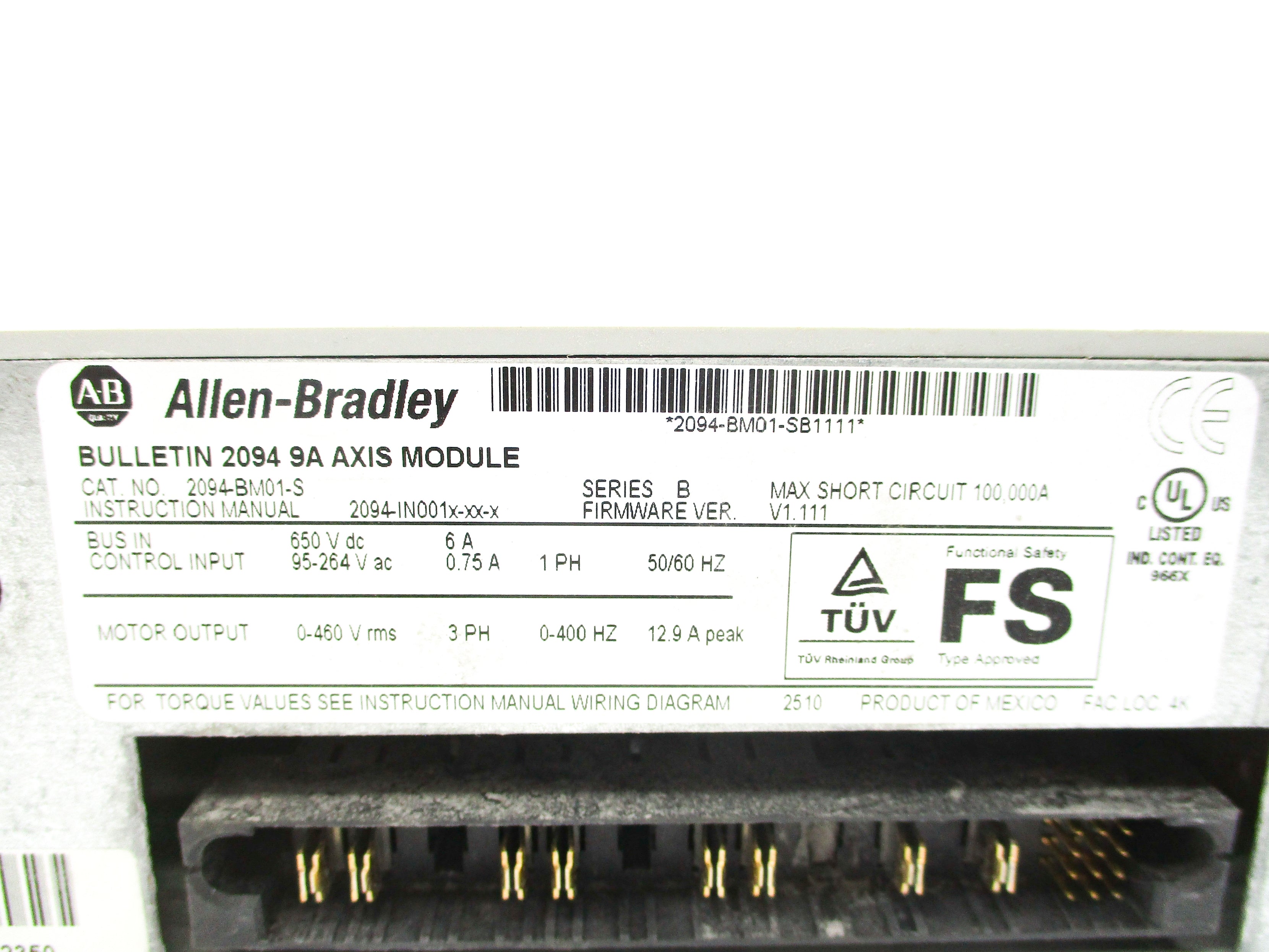 ALLEN BRADLEY 2094-BM01-S SER. B F/W 1.111 650VDC 6A UNMP
