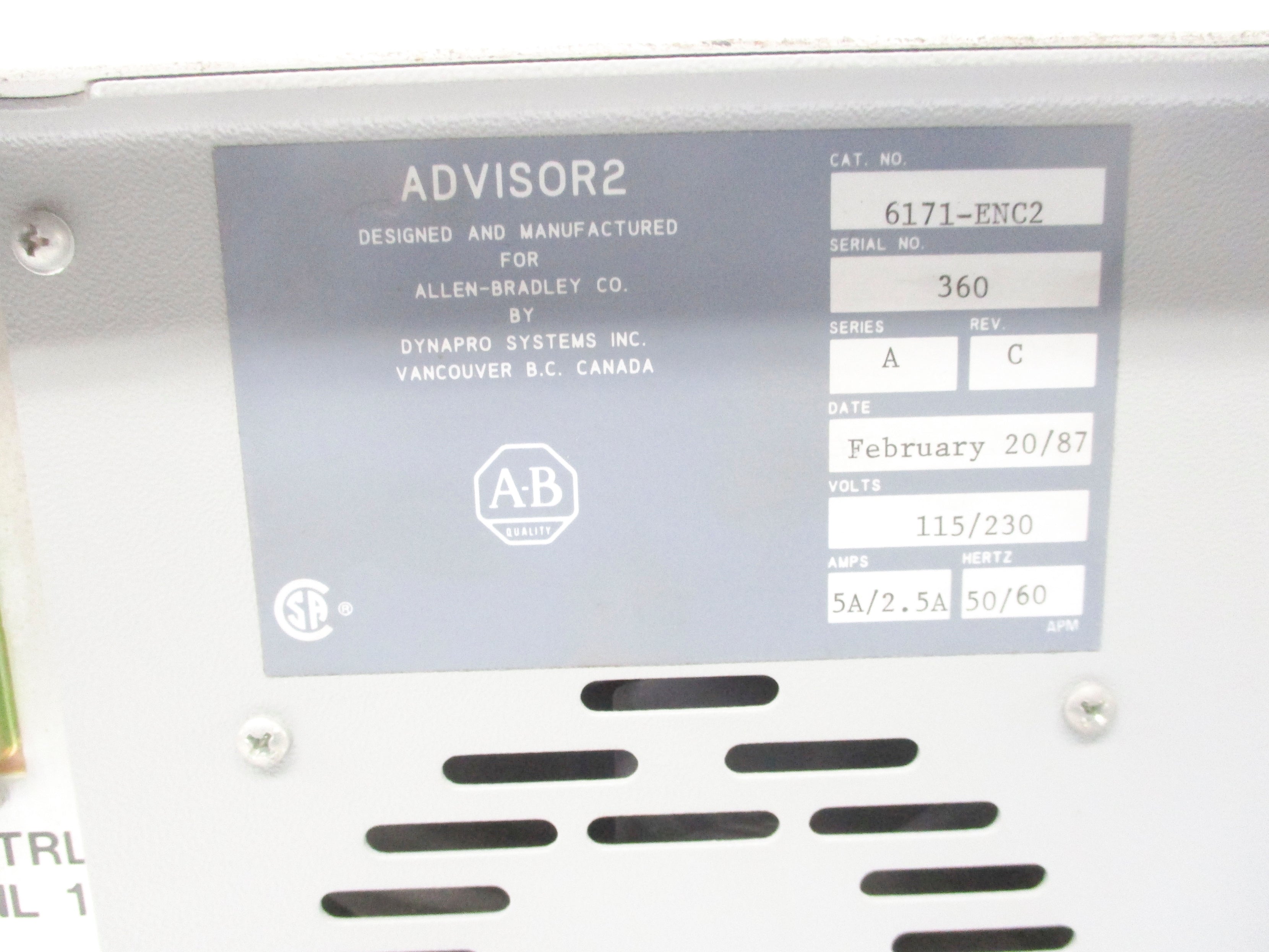 INDUSTRIAL SPARE PART 6171-ENC2 SER. A UNMP