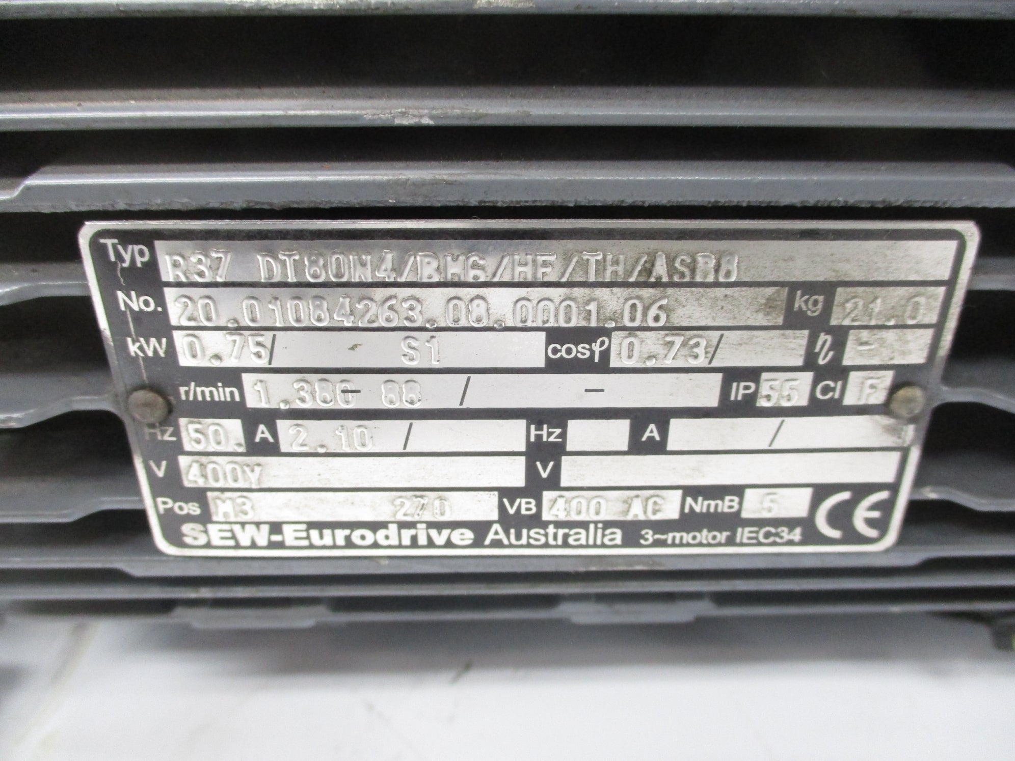 SEW EURODRIVE R37DT80N4/BMG/HF/TH/ASB8 (AS PICTURED) NSNP