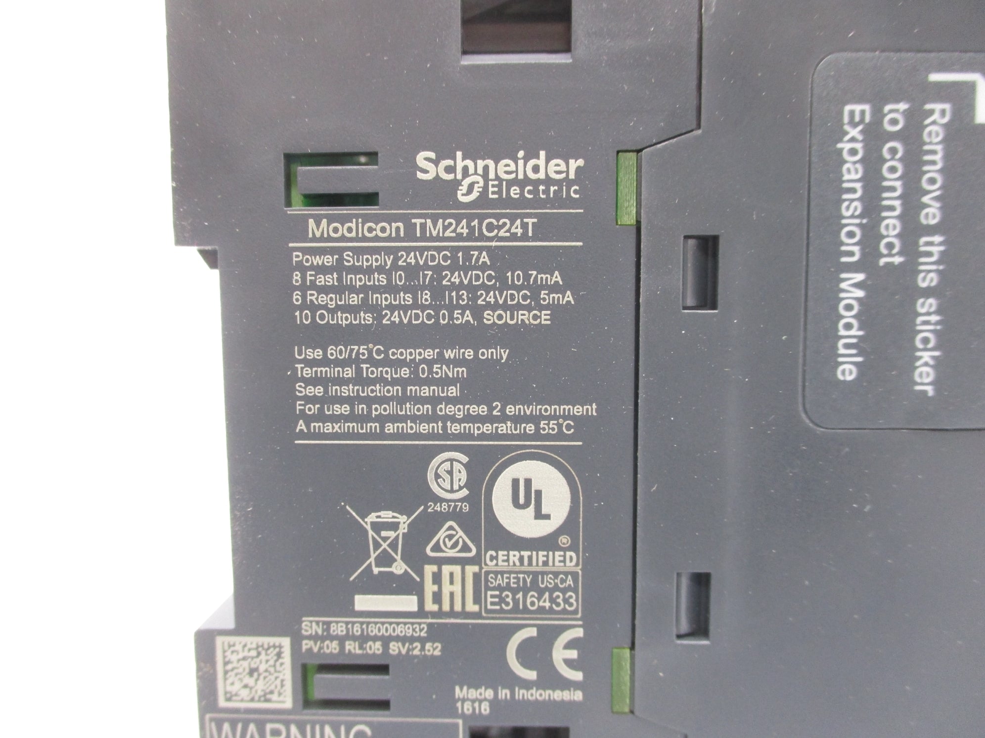 SCHNEIDER ELECTRIC TM241C24T 24VDC 1.7A NSMP