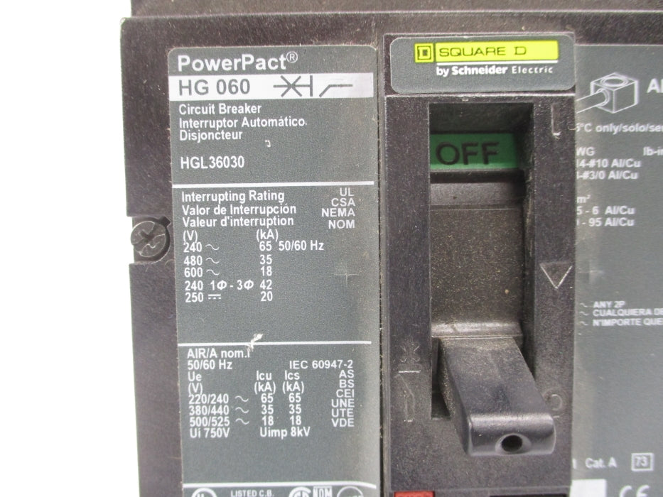 SQUARE D HGL36030 30A 600V NSNP