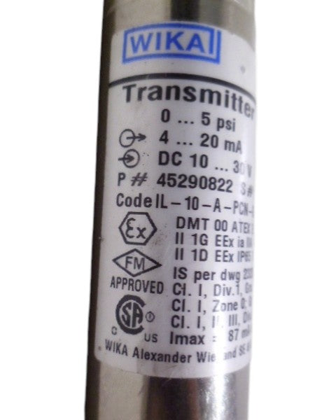 WIKA IL-10 45290822 PRESSURE TRANSMITTER  UNMP