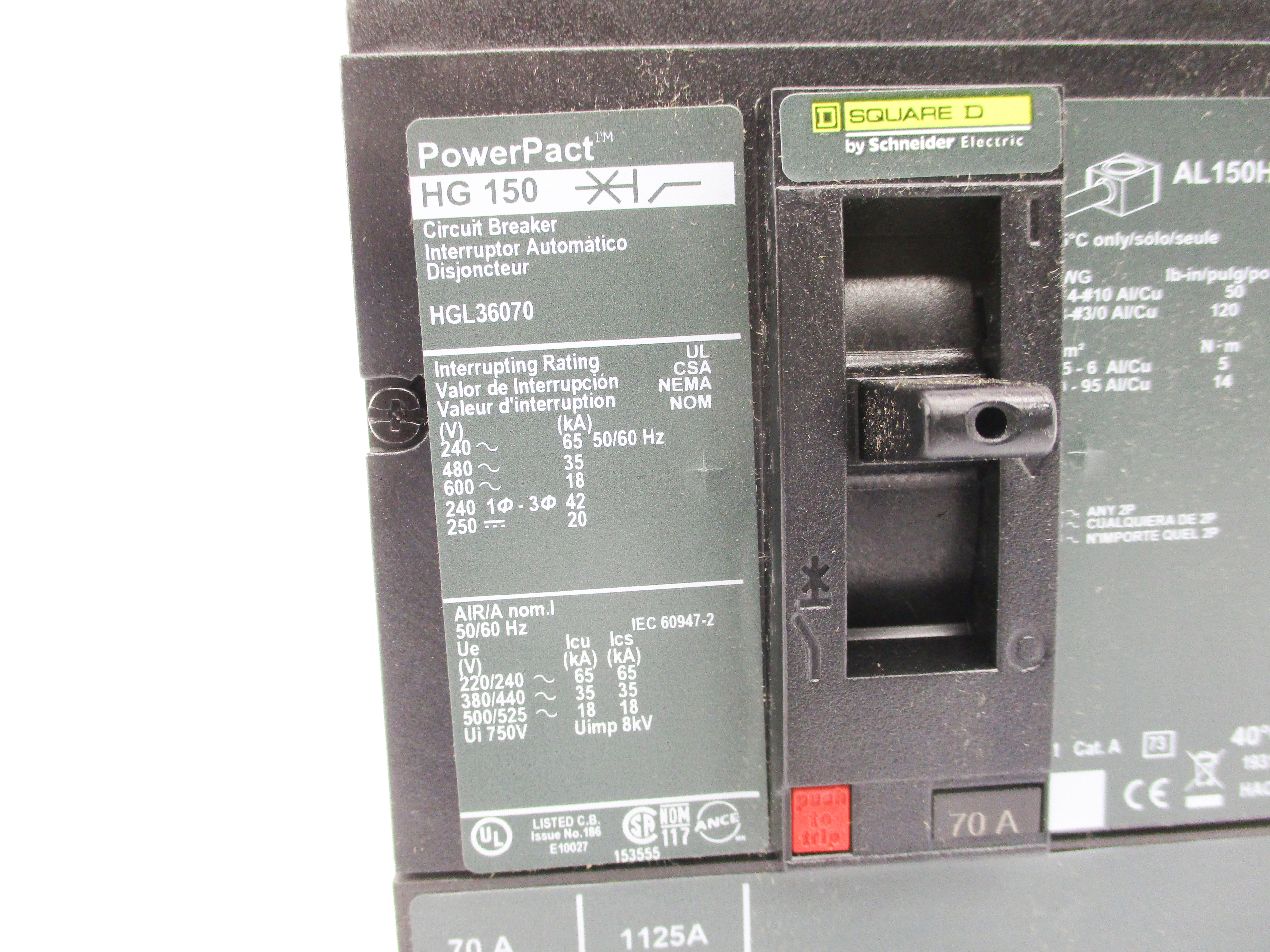 SQUARE D HGL36070 SER. S1 600V 70A NSMP