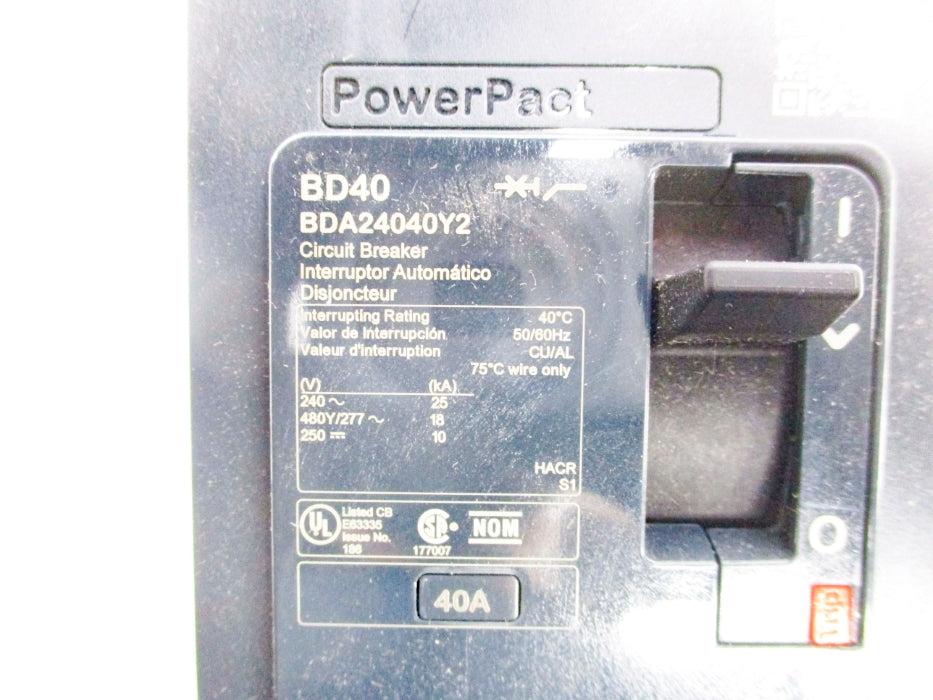 SQUARE D BDA24040Y2 480V 40A NSMP