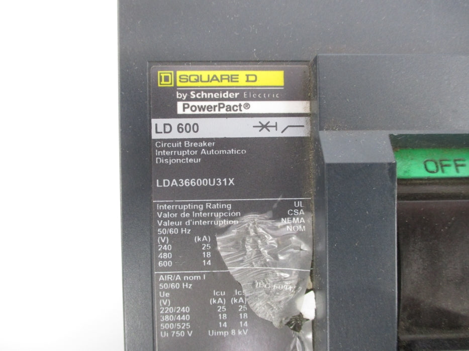 SQUARE D LDA36600U31X 600A 600V NSMP