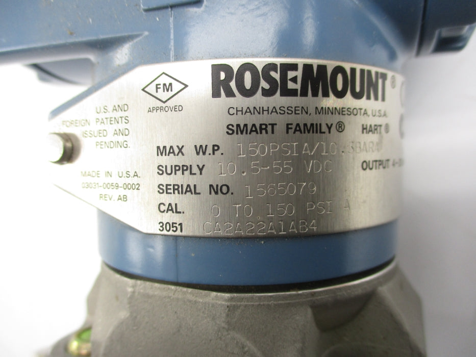 ROSEMOUNT 3051CA2A22A1AB4 150PSI NSMP