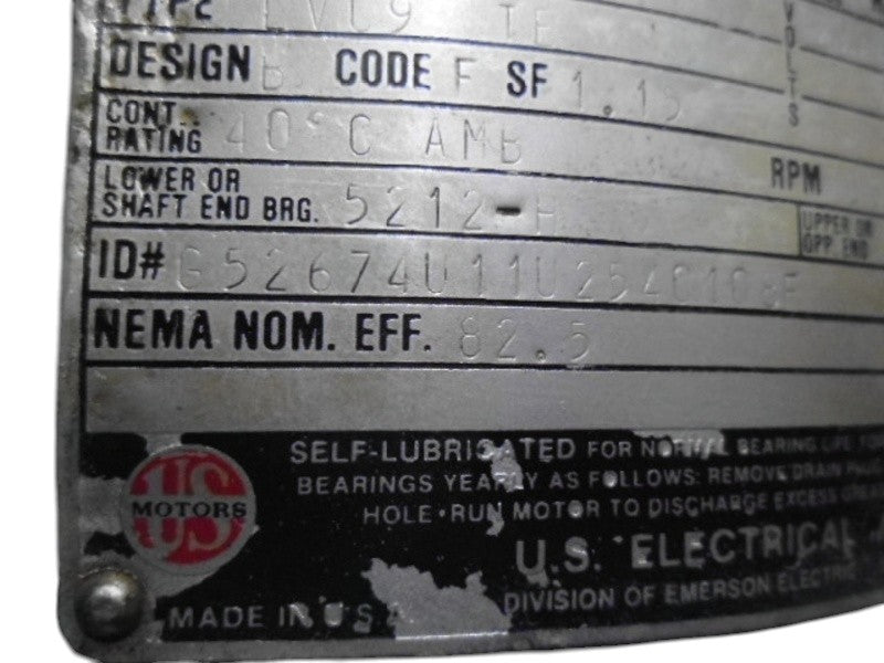 US MOTORS VLECP2394T 15 HP 3510 RPM MOTOR  NSNP