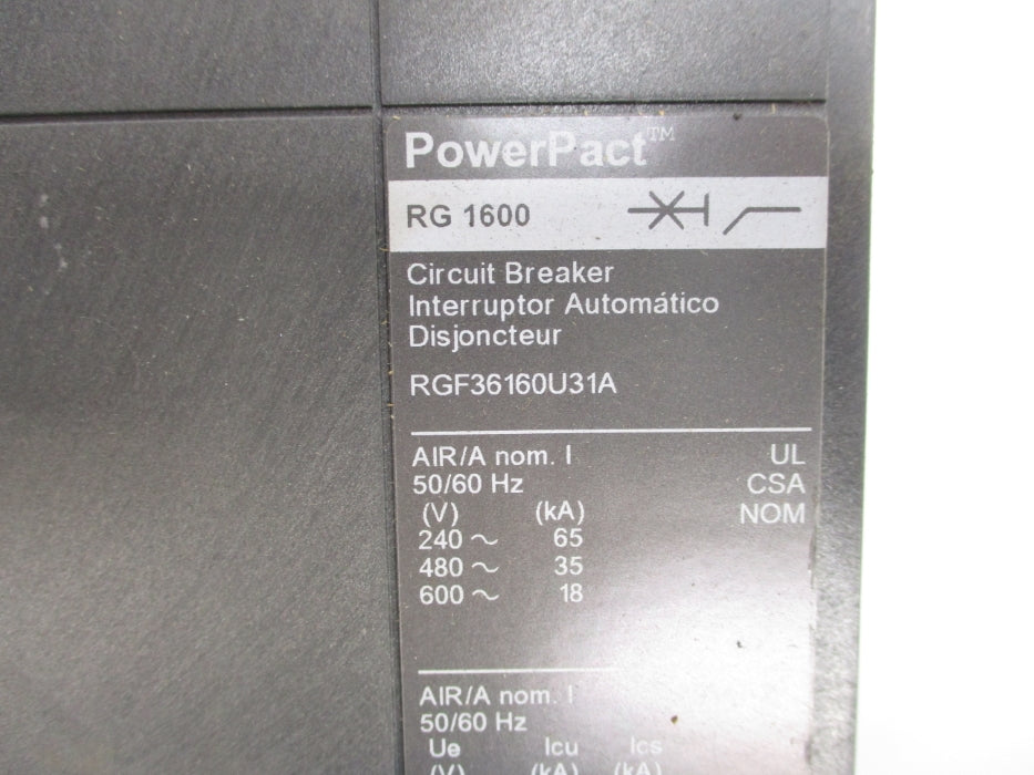 SQUARE D RGF36160U31A 600V 1600A NUPI