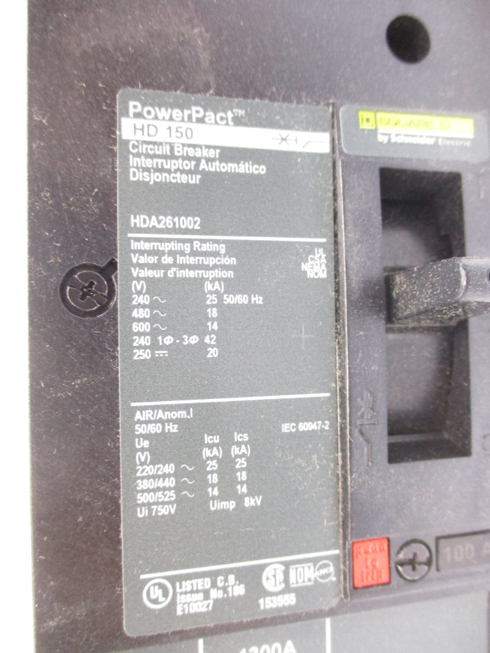 SQUARE D HDA261002 600V 100A NSNP