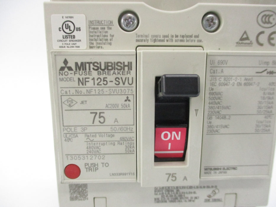 MITSUBISHI NF125-SVU3075 75A 200VAC NSMP