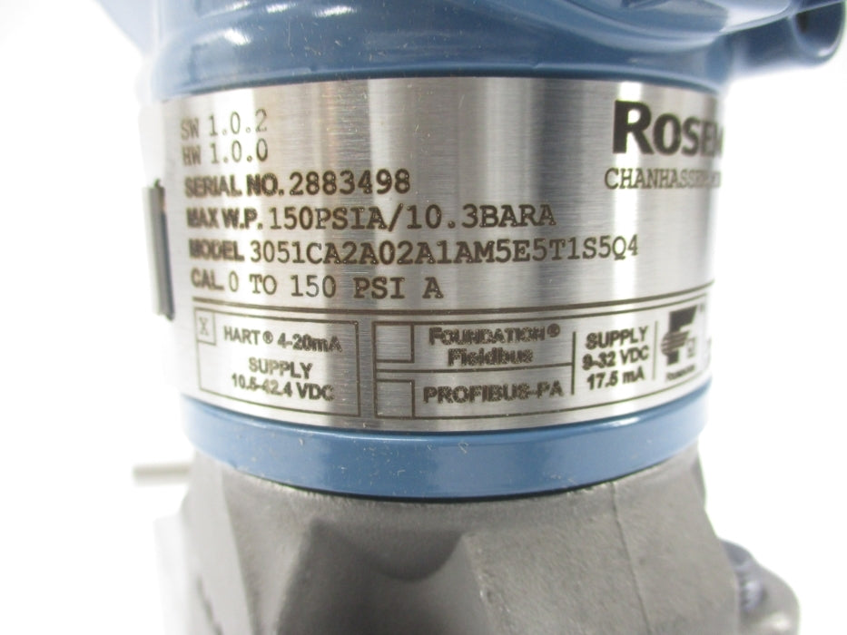ROSEMOUNT 3051CA2A02A1AM5E5T1S5Q4 0-150PSI NSMP