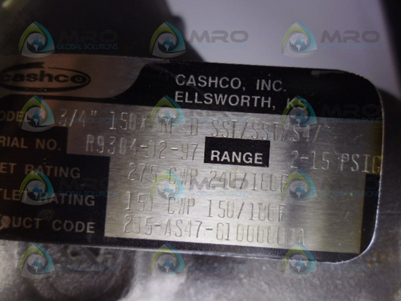 CASHCO 3/4" RFDSST/SST/S4/ REGULATOR VALVE  NSNP