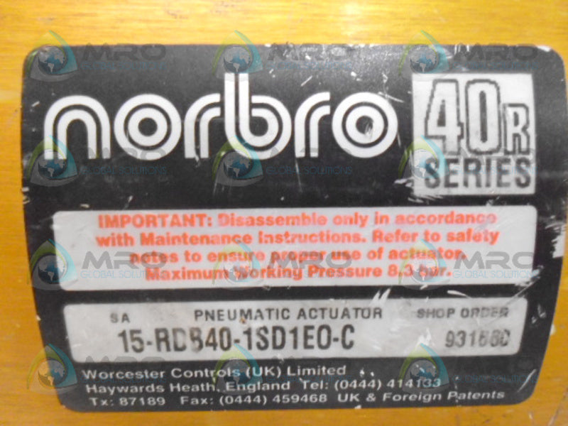 NORBRO 40R SERIES 15-RDB40-1SD1E0-C PNEUMATIC ACTUATOR  UNMP