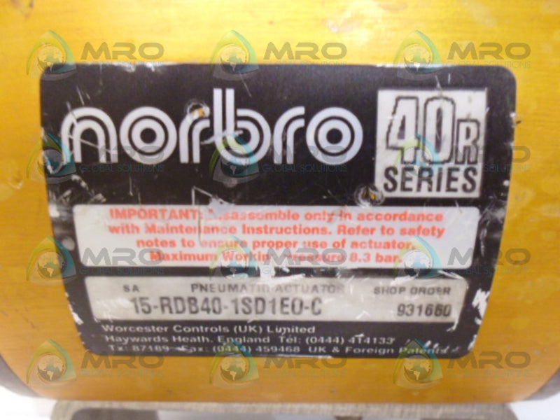 NORBRO 40R SERIES 15-RDB40-1SD1E0-C PNEUMATIC ACTUATOR (AS PICTURED)  UNMP