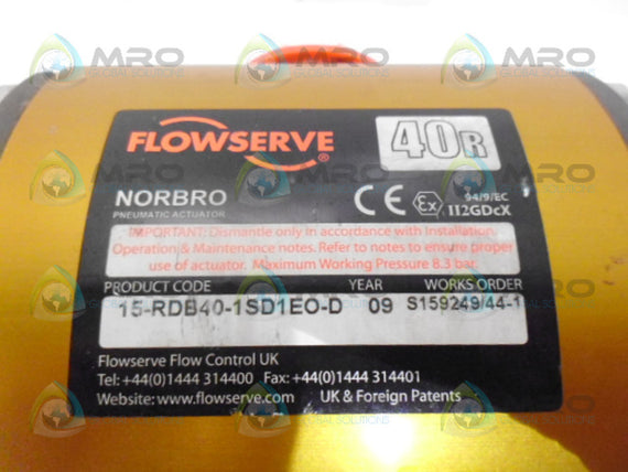 FLOWSERVE 15RDB40-1SD1EO-D NORBRO PNEUMATIC ACTUATOR  NSNP