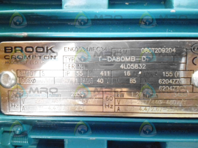 BROOKS CROMPTON T-DA80MB-D (REMAN) MOTOR  NSNP