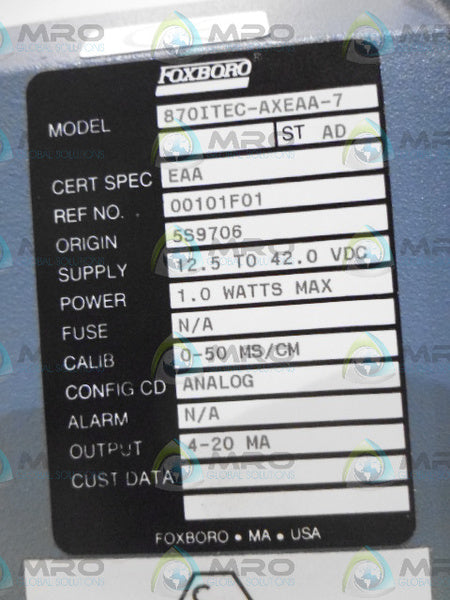 FOXBORO 870ITEC-AXEAA-7 TRANSMITTER NSMP
