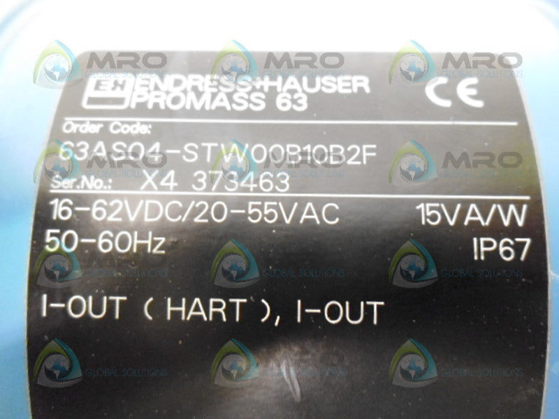 ENDRESS+HAUSER 63AS04-STW00B10B2F FLOW METER UNMP